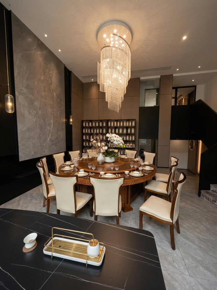 Elegant Spiral Crystal Chandelier - Modern LED Fixture for Staircase, Hallway & Lobby - Luxury Home Decor