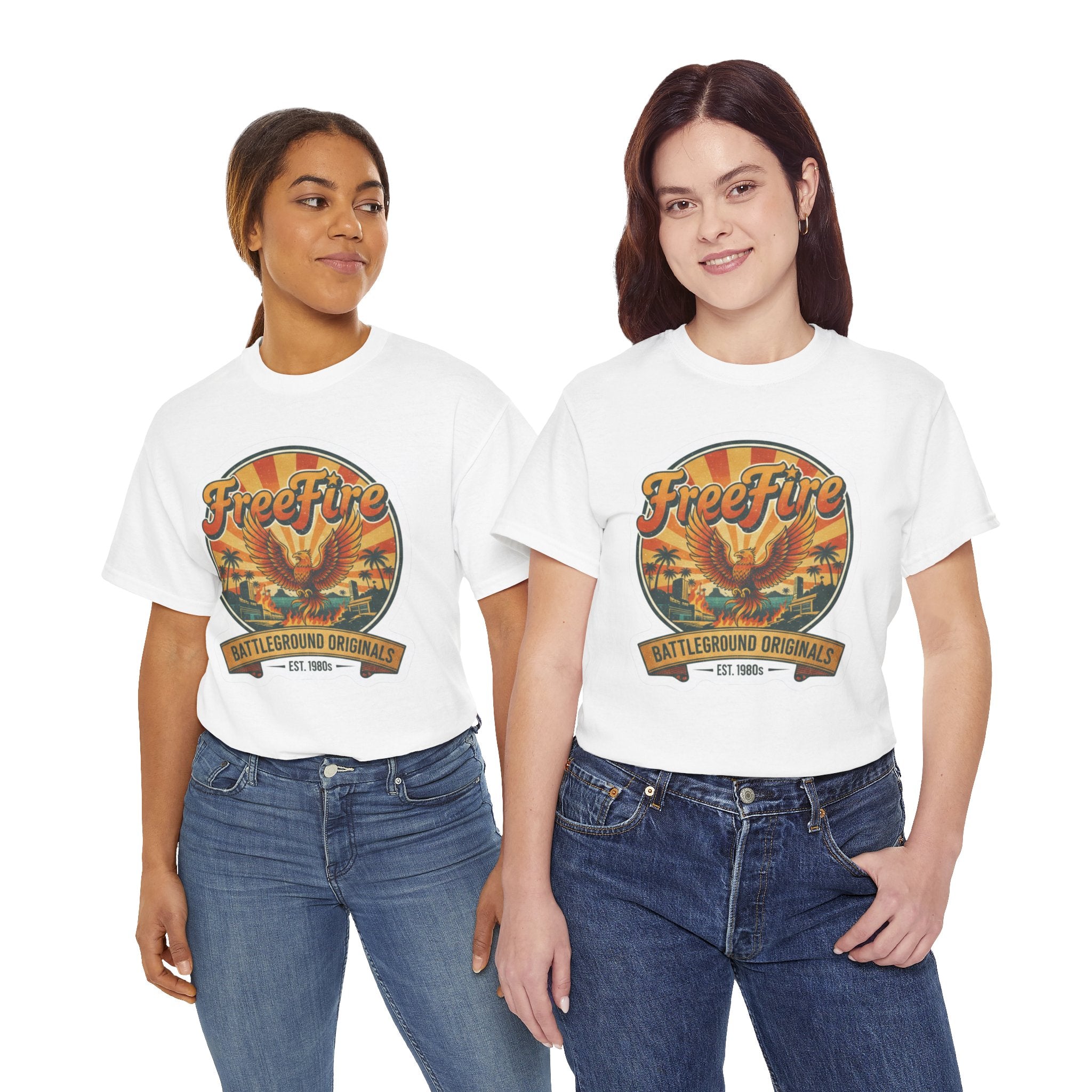 Free Fire Firebird Graphic Tee — "Free Fire" Retro Phoenix Vintage Logo Shirt. Gaming Tee