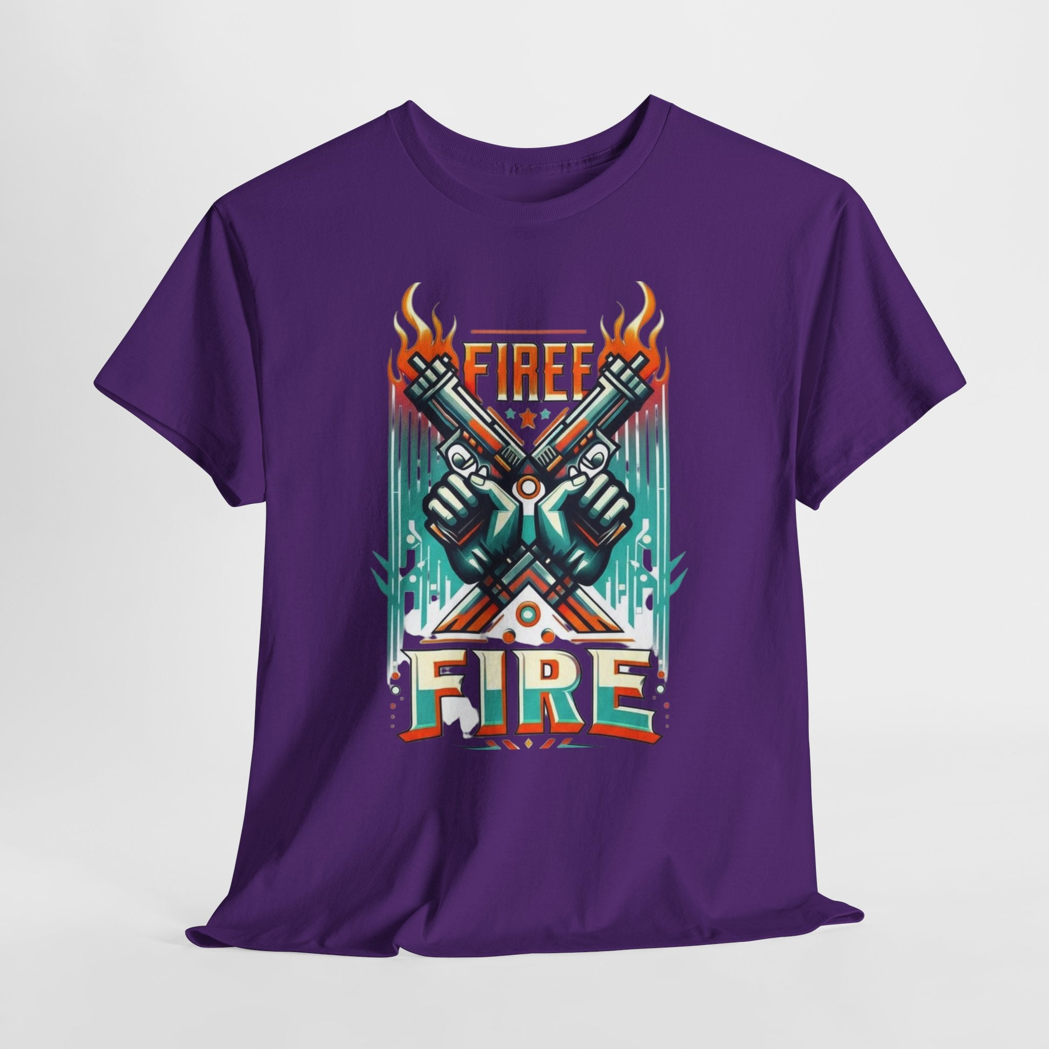 Fire Fire Graphic Tee — Retro Dual Pistols Illustration