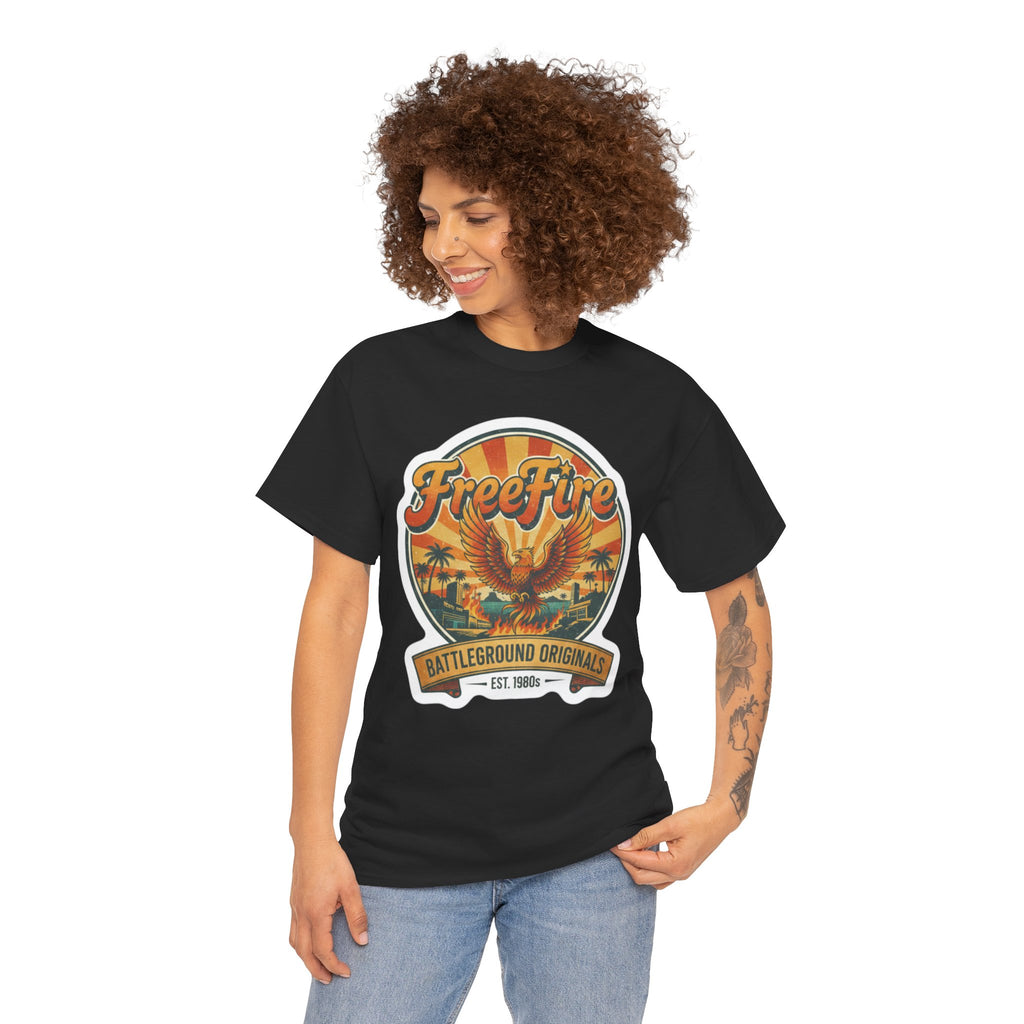 Free Fire Firebird Graphic Tee — "Free Fire" Retro Phoenix Vintage Logo Shirt. Gaming Tee