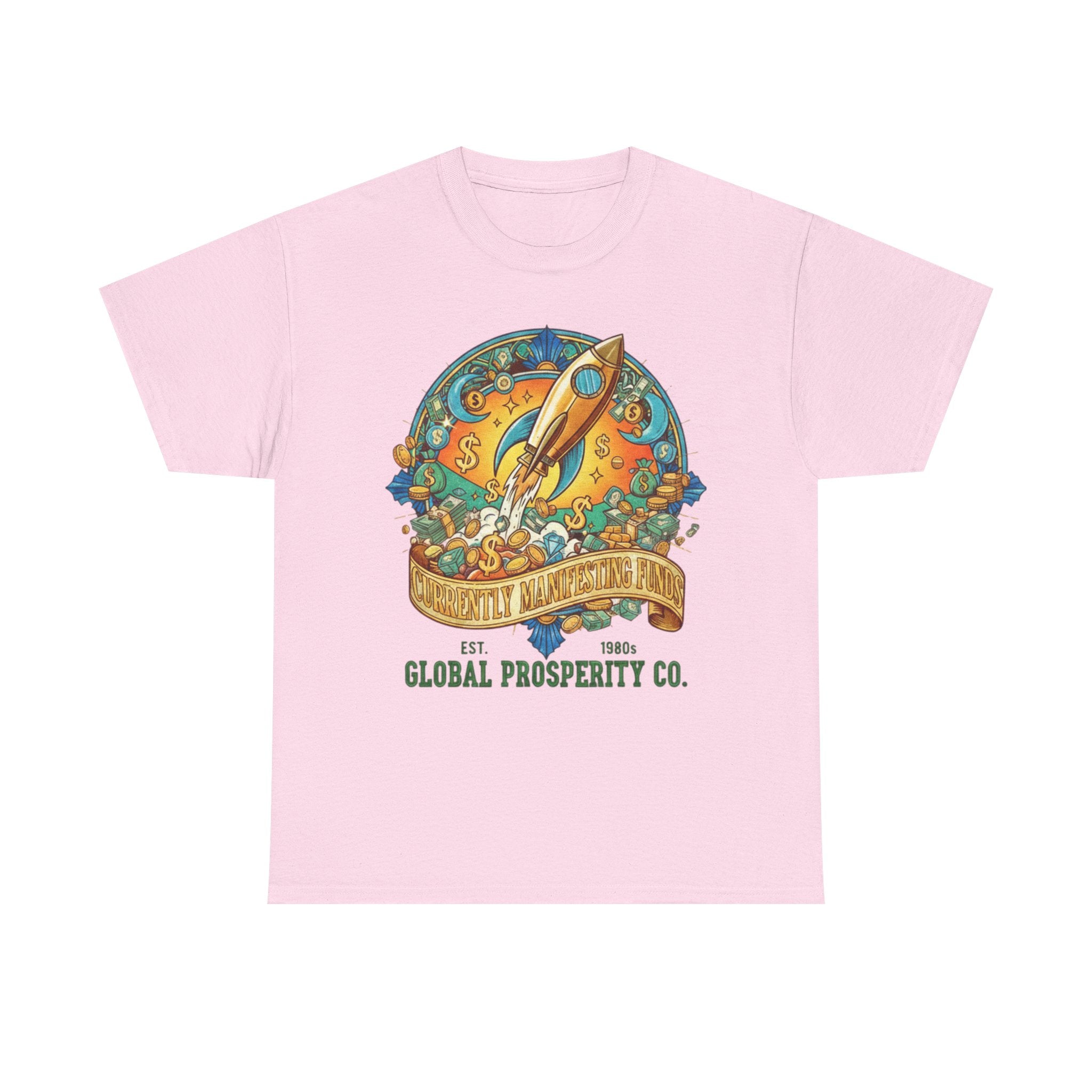 Prosperity Rocket T-Shirt - "Currently Manifesting Funds" — Global Prosperity Co. Vintage Space Graphic Tee