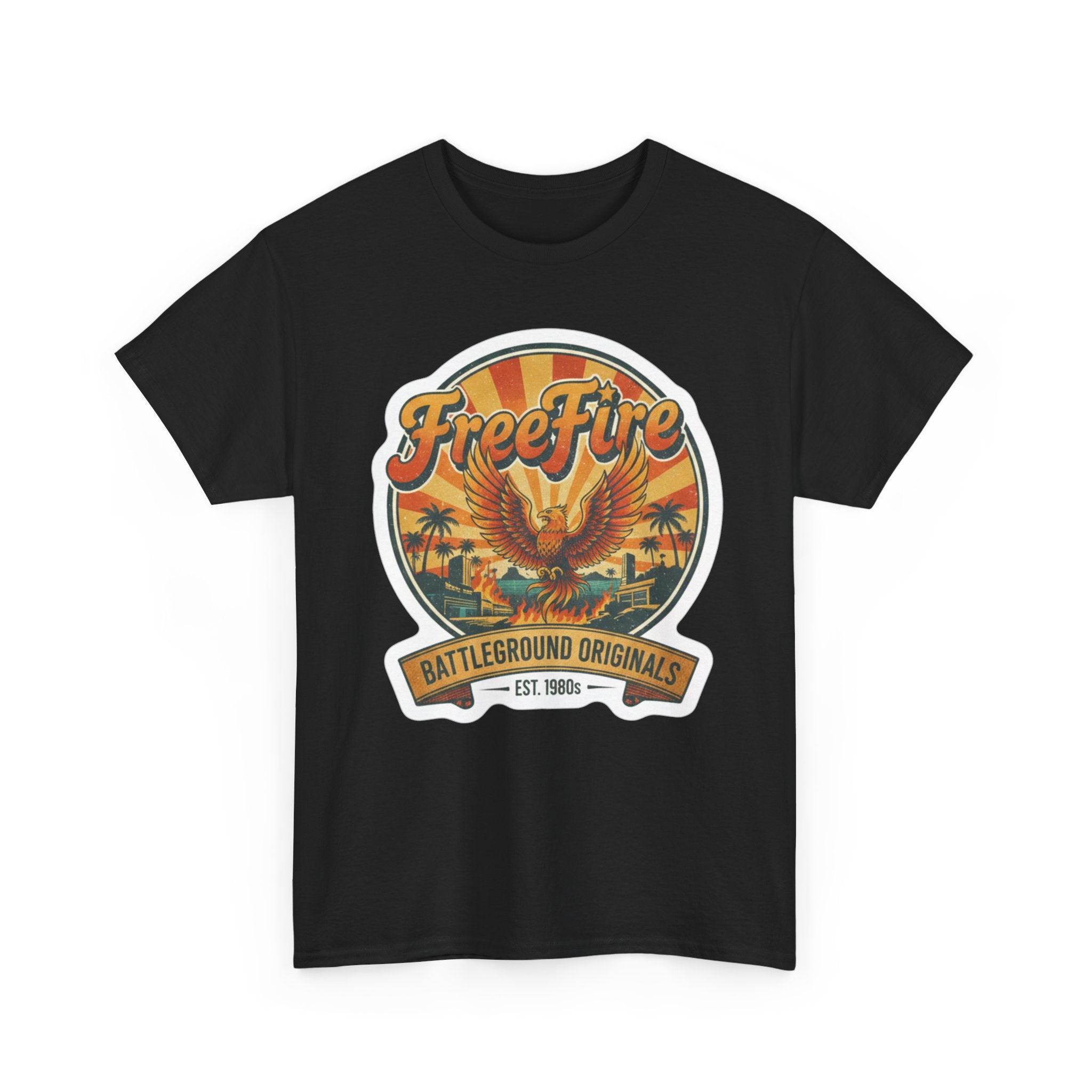 Free Fire Firebird Graphic Tee — "Free Fire" Retro Phoenix Vintage Logo Shirt. Gaming Tee