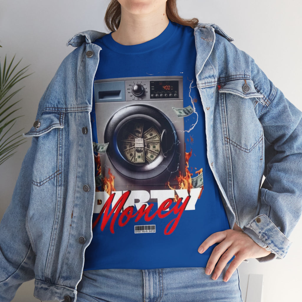Money Laundry Graphic Tee — Urban Streetwear Shirt with Washing Machine Cash Design