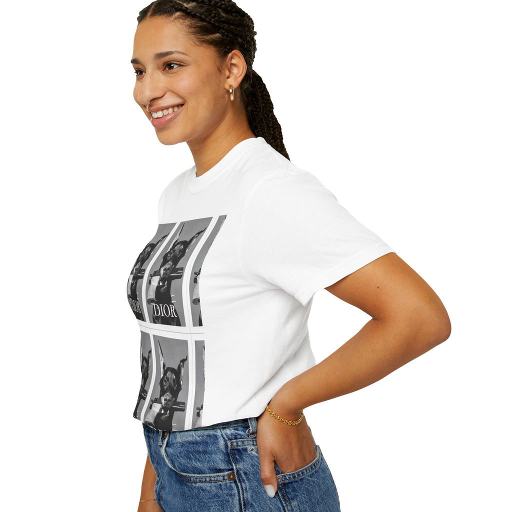 Graphic T-Shirt — Vintage Pop Art Dog Grid (DIOR Style)