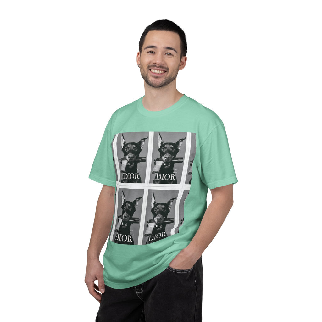 Graphic T-Shirt — Vintage Pop Art Dog Grid (DIOR Style)