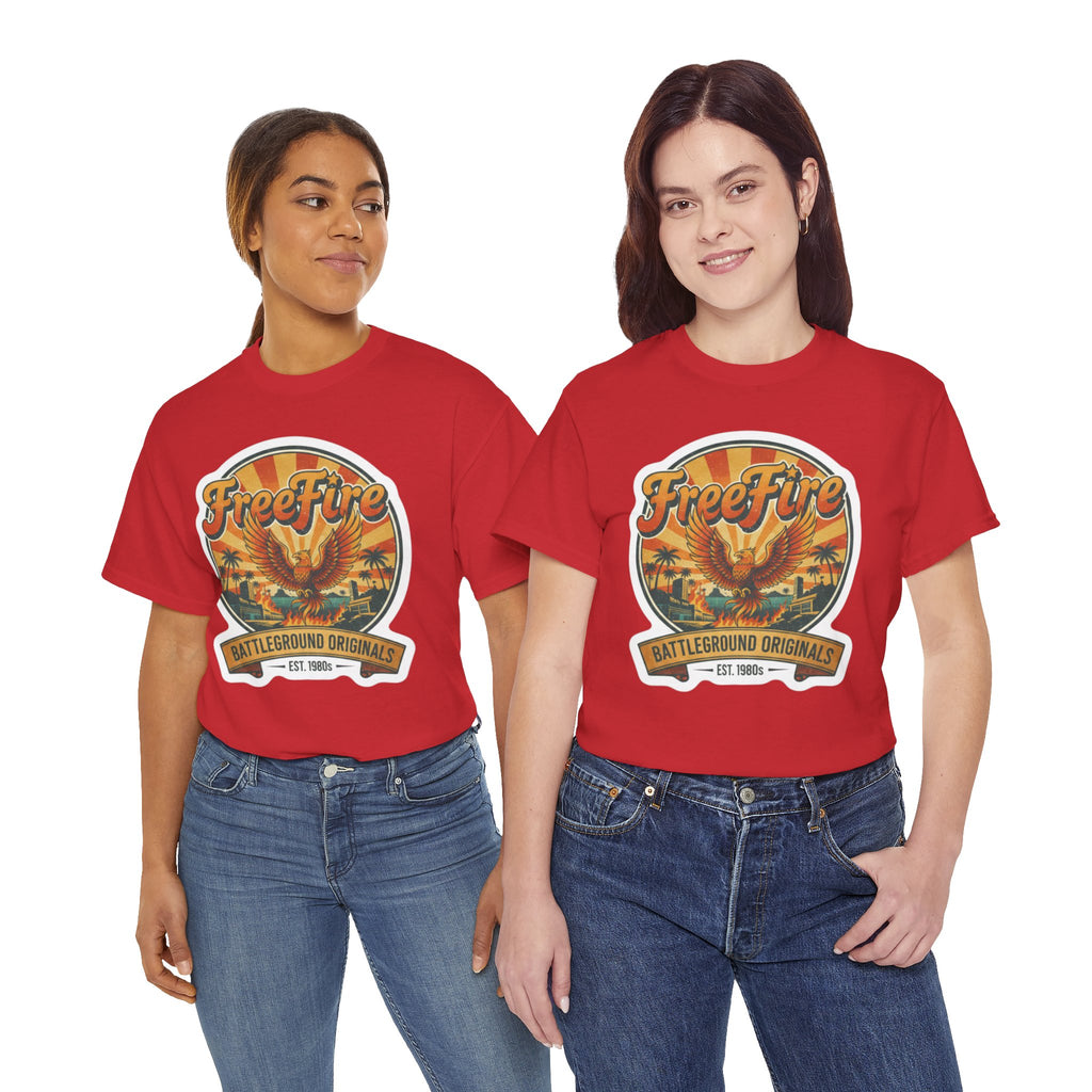 Free Fire Firebird Graphic Tee — "Free Fire" Retro Phoenix Vintage Logo Shirt. Gaming Tee