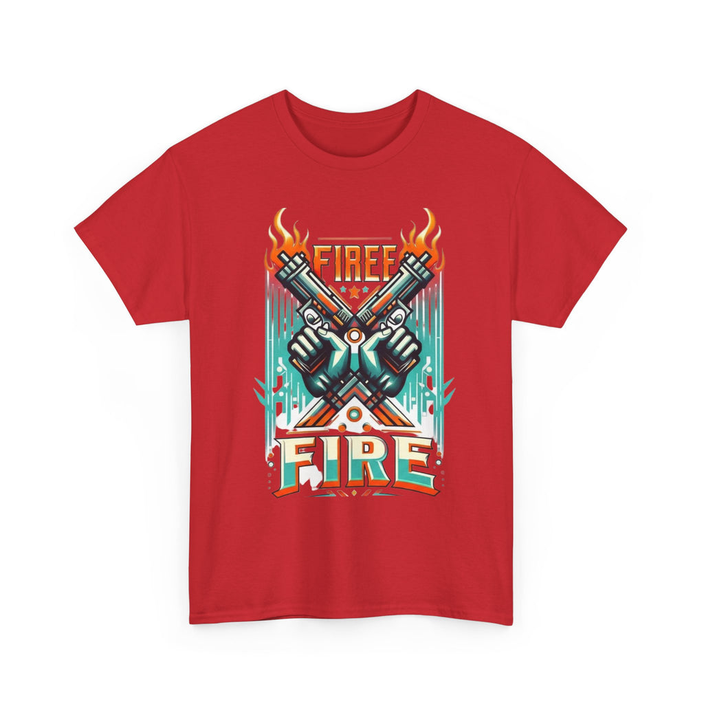 Fire Fire Graphic Tee — Retro Dual Pistols Illustration