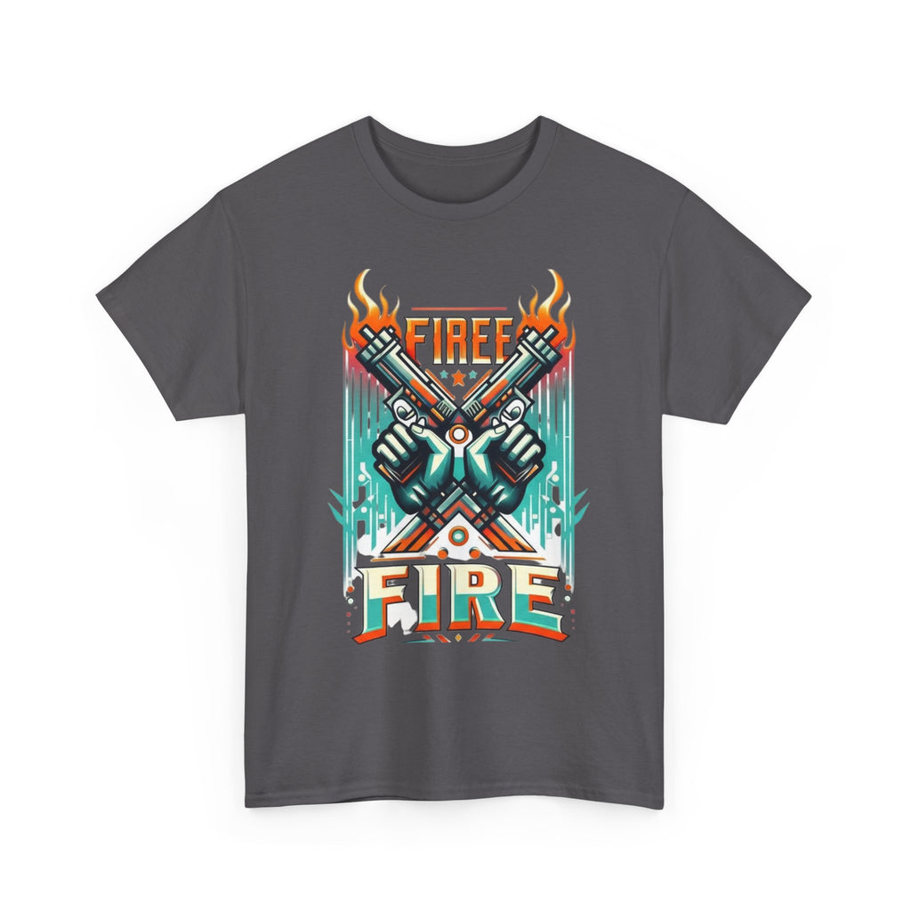 Fire Fire Graphic Tee — Retro Dual Pistols Illustration