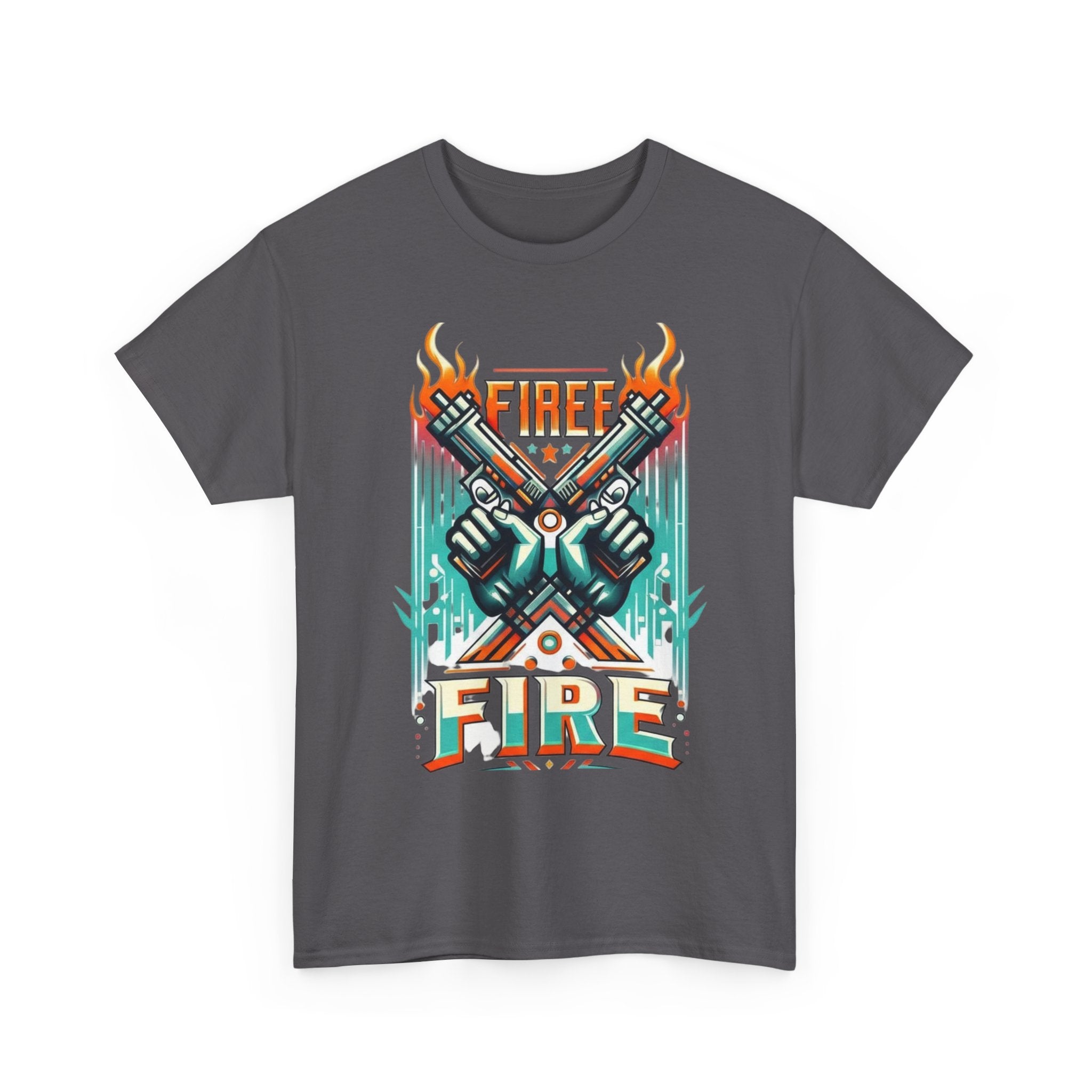 Fire Fire Graphic Tee — Retro Dual Pistols Illustration