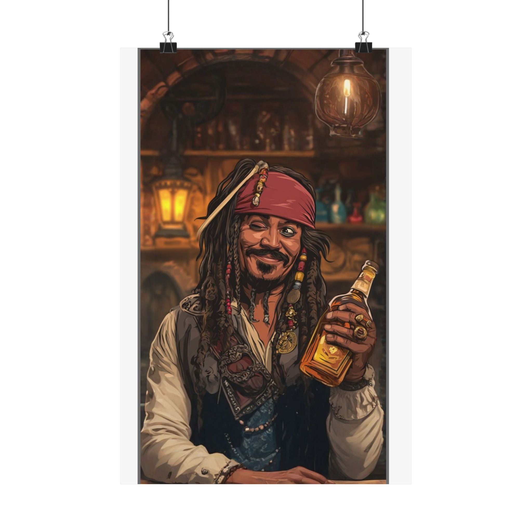 Vintage Pirate Bar Art Poster — Matte Vertical Wall Print