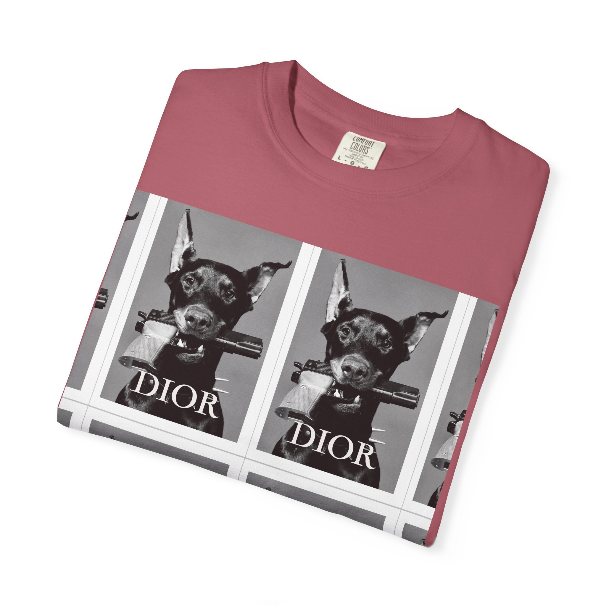 Graphic T-Shirt — Vintage Pop Art Dog Grid (DIOR Style)