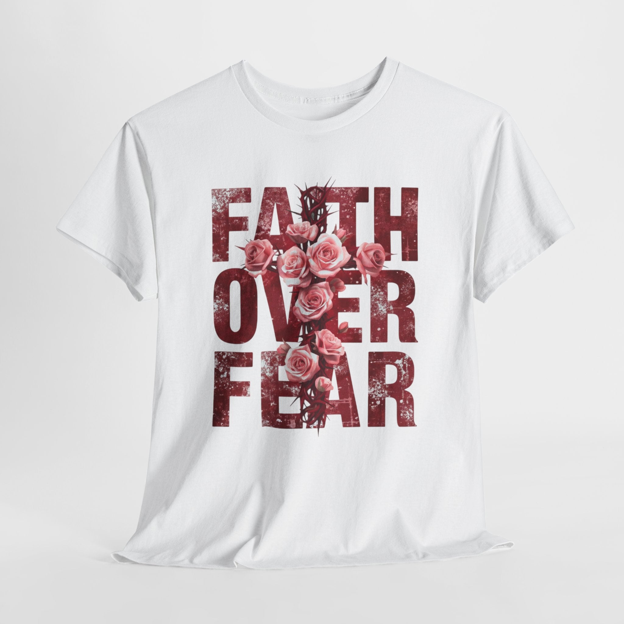 Faith Over Fear Floral T-Shirt — Inspirational Christian Tee
