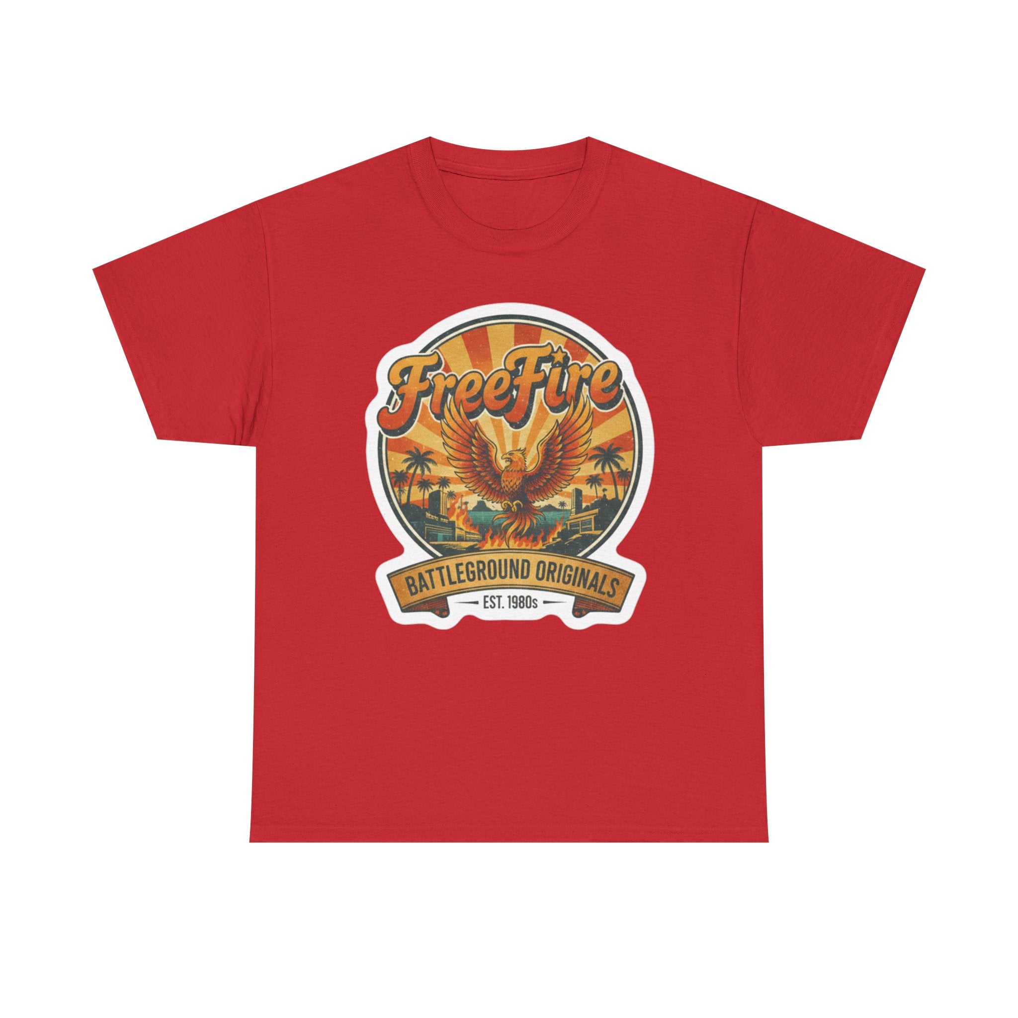 Free Fire Firebird Graphic Tee — "Free Fire" Retro Phoenix Vintage Logo Shirt. Gaming Tee