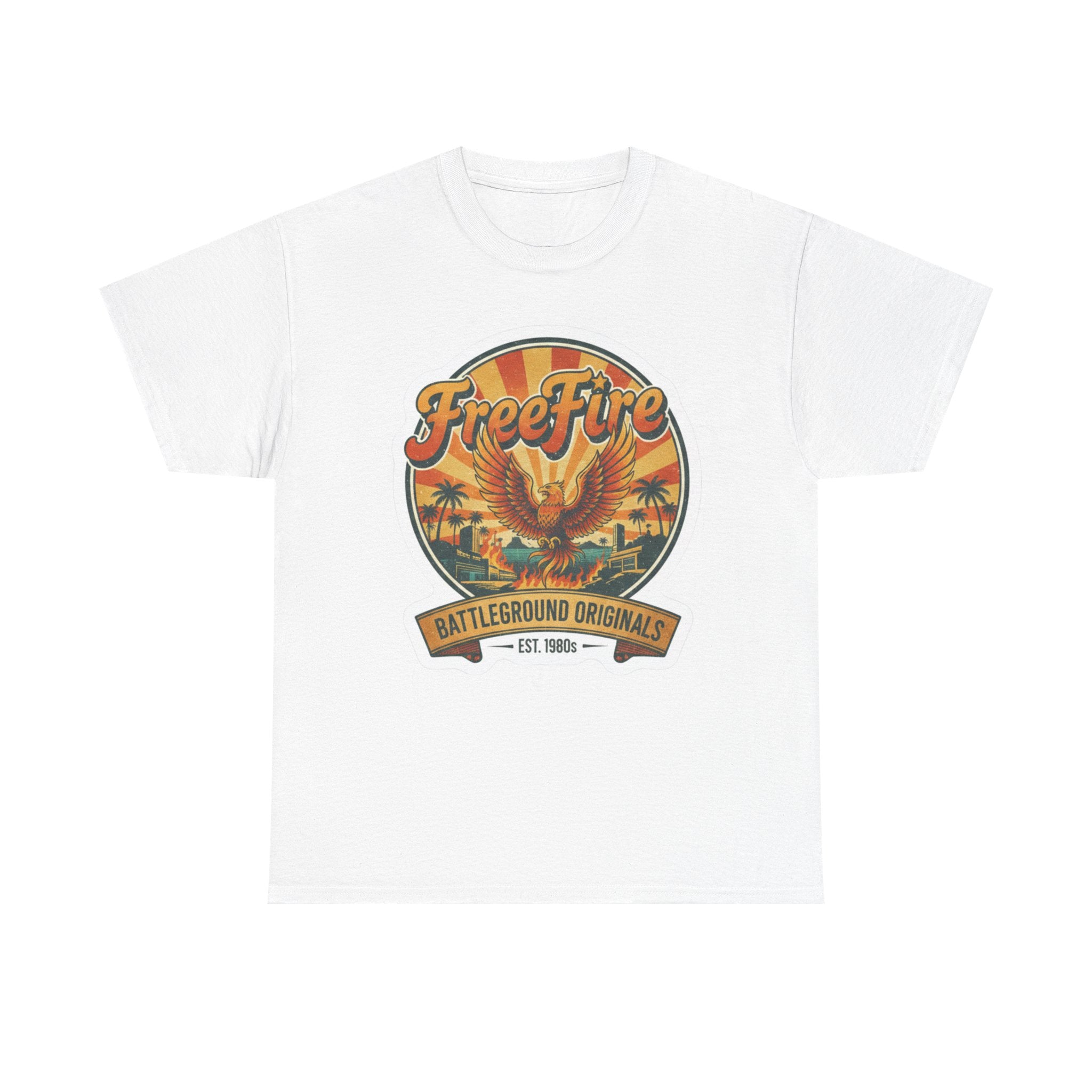 Free Fire Firebird Graphic Tee — "Free Fire" Retro Phoenix Vintage Logo Shirt. Gaming Tee