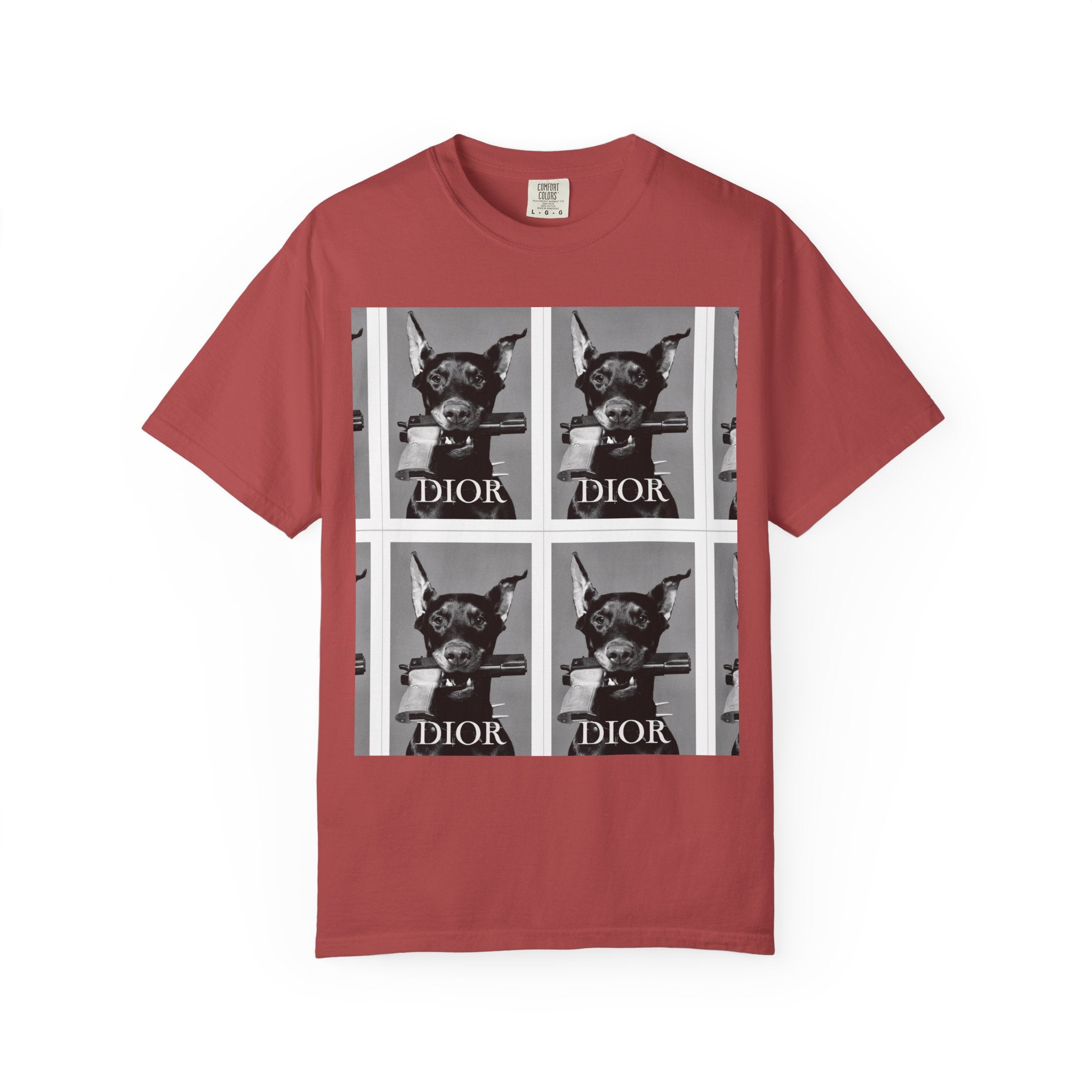 Graphic T-Shirt — Vintage Pop Art Dog Grid (DIOR Style)