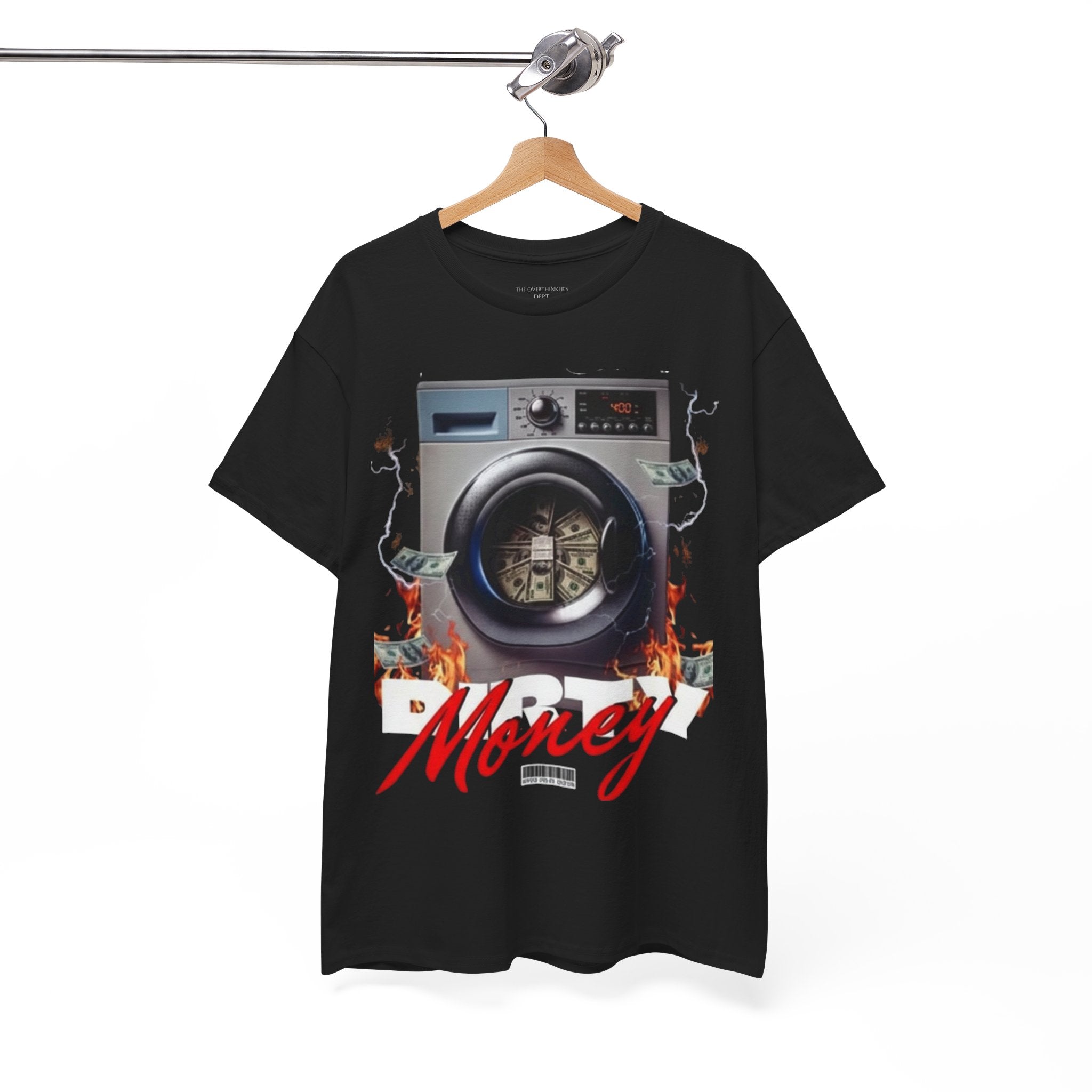 Money Laundry Graphic Tee — Urban Streetwear Shirt with Washing Machine Cash Design