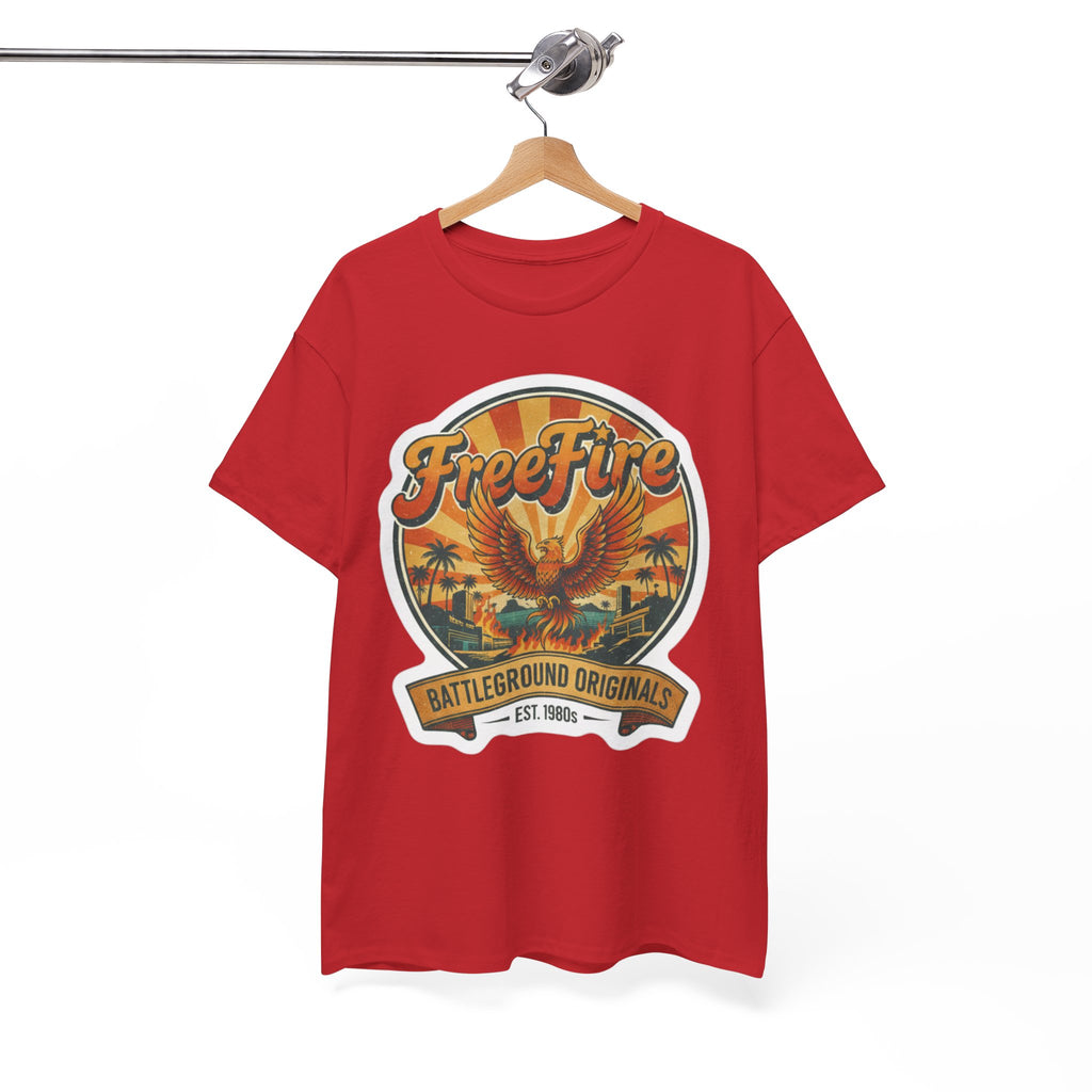 Free Fire Firebird Graphic Tee — "Free Fire" Retro Phoenix Vintage Logo Shirt. Gaming Tee