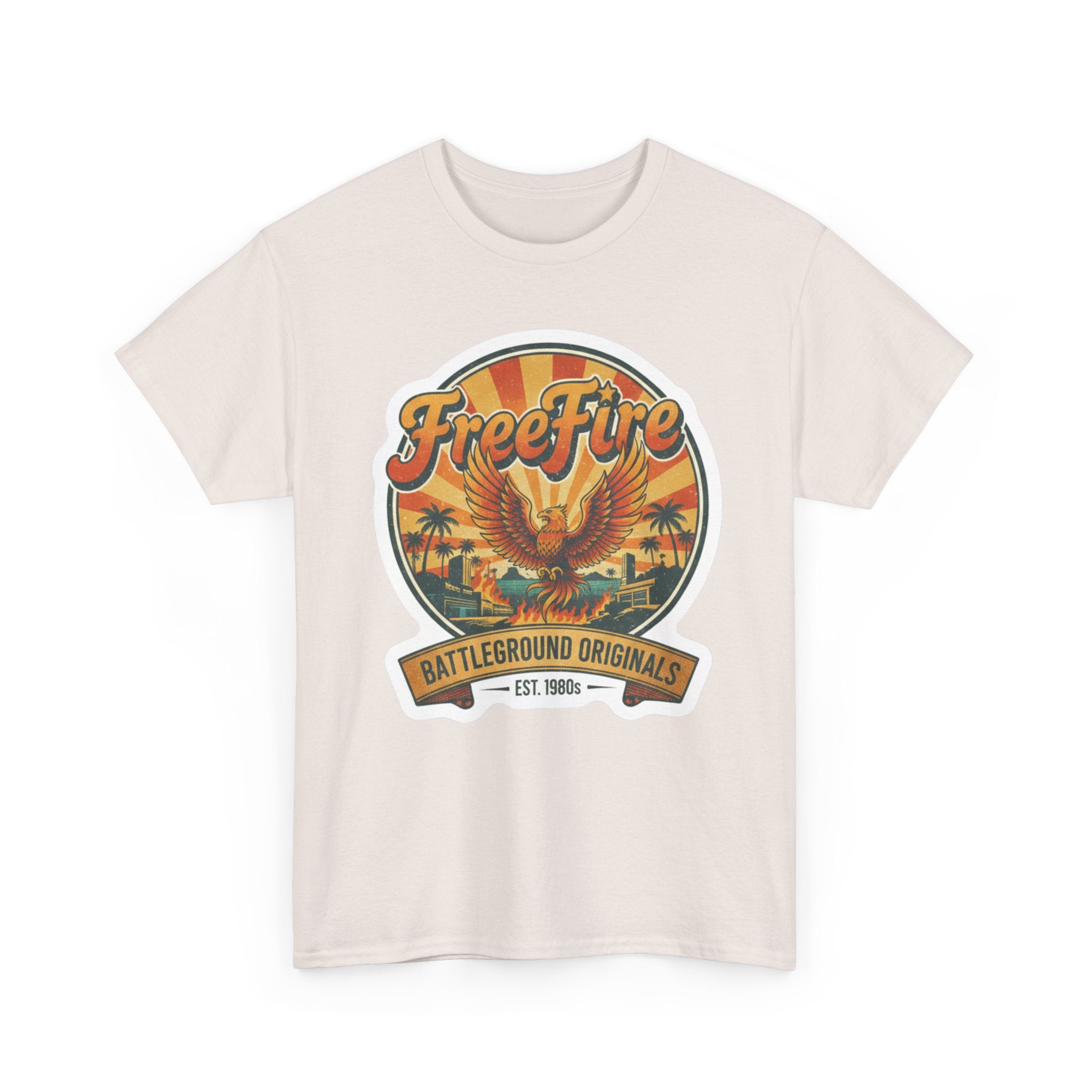 Free Fire Firebird Graphic Tee — "Free Fire" Retro Phoenix Vintage Logo Shirt. Gaming Tee