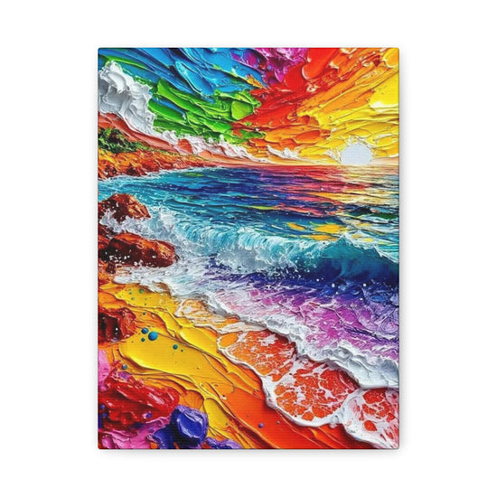 Vibrant Rainbow Seascape Canvas Print — Colorful Ocean Wall Art, Matte Stretched 1.25"