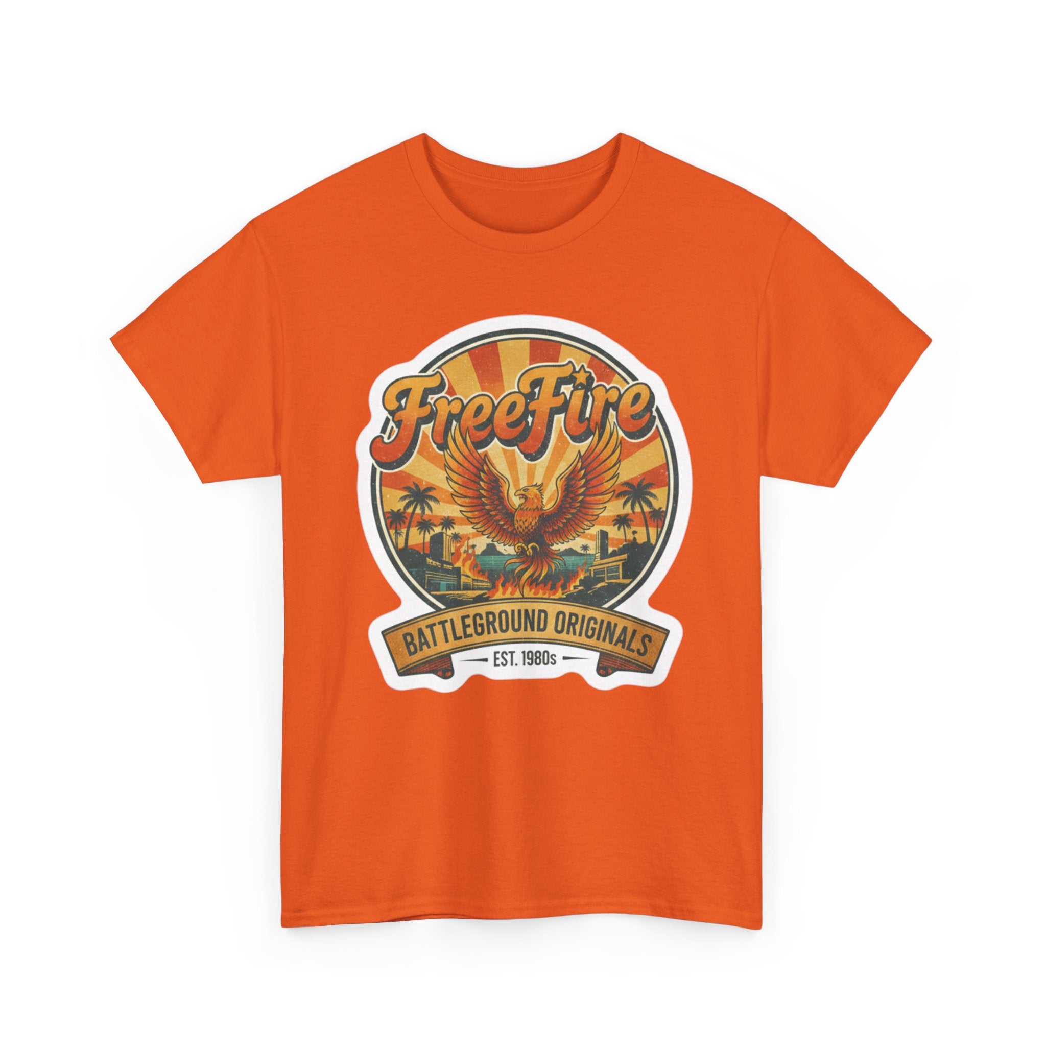 Free Fire Firebird Graphic Tee — "Free Fire" Retro Phoenix Vintage Logo Shirt. Gaming Tee