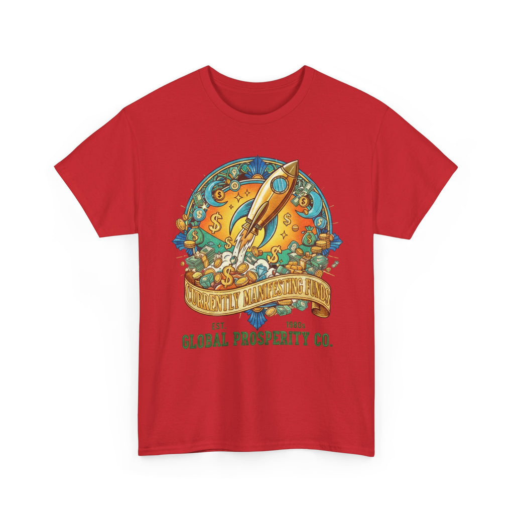 Prosperity Rocket T-Shirt - "Currently Manifesting Funds" — Global Prosperity Co. Vintage Space Graphic Tee