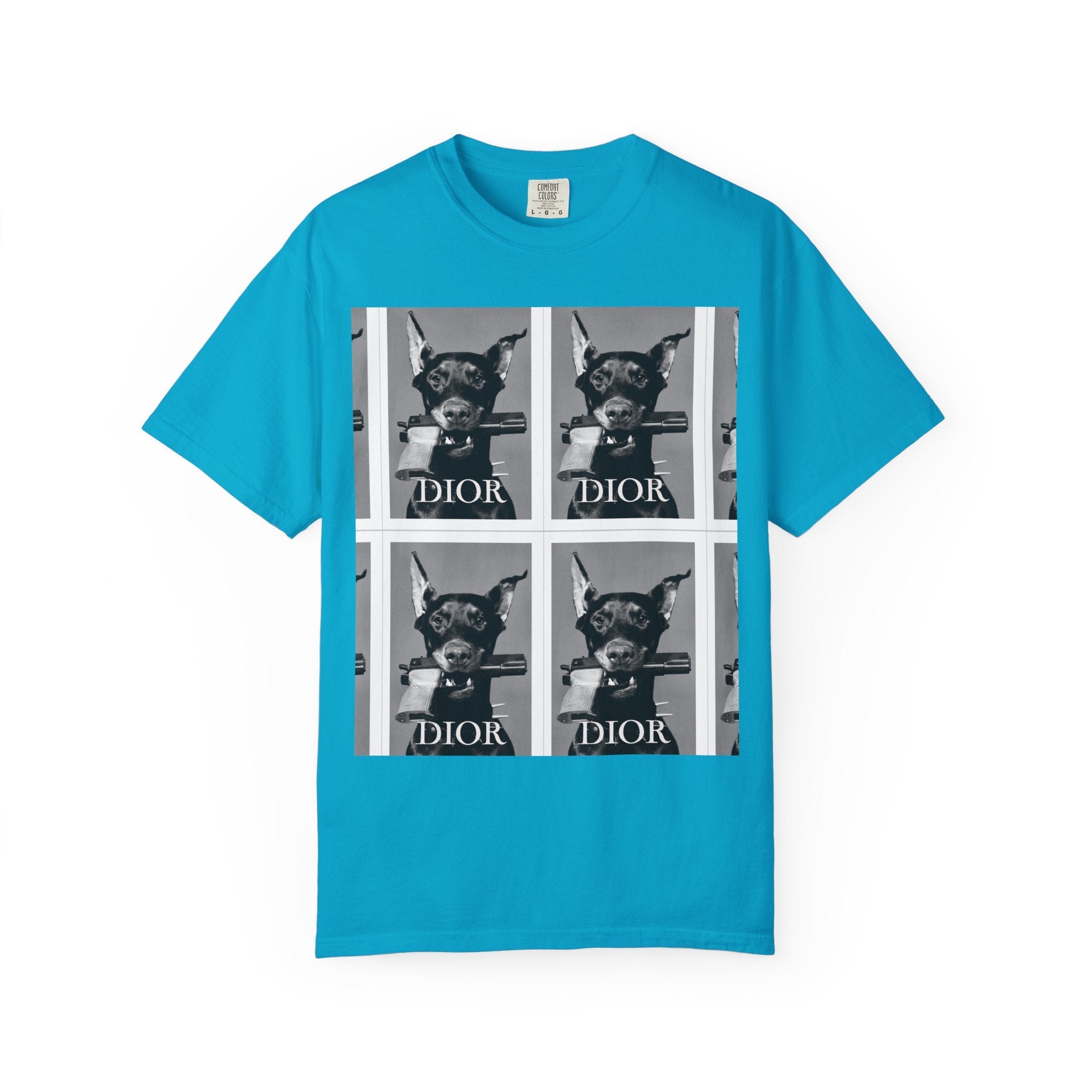 Graphic T-Shirt — Vintage Pop Art Dog Grid (DIOR Style)