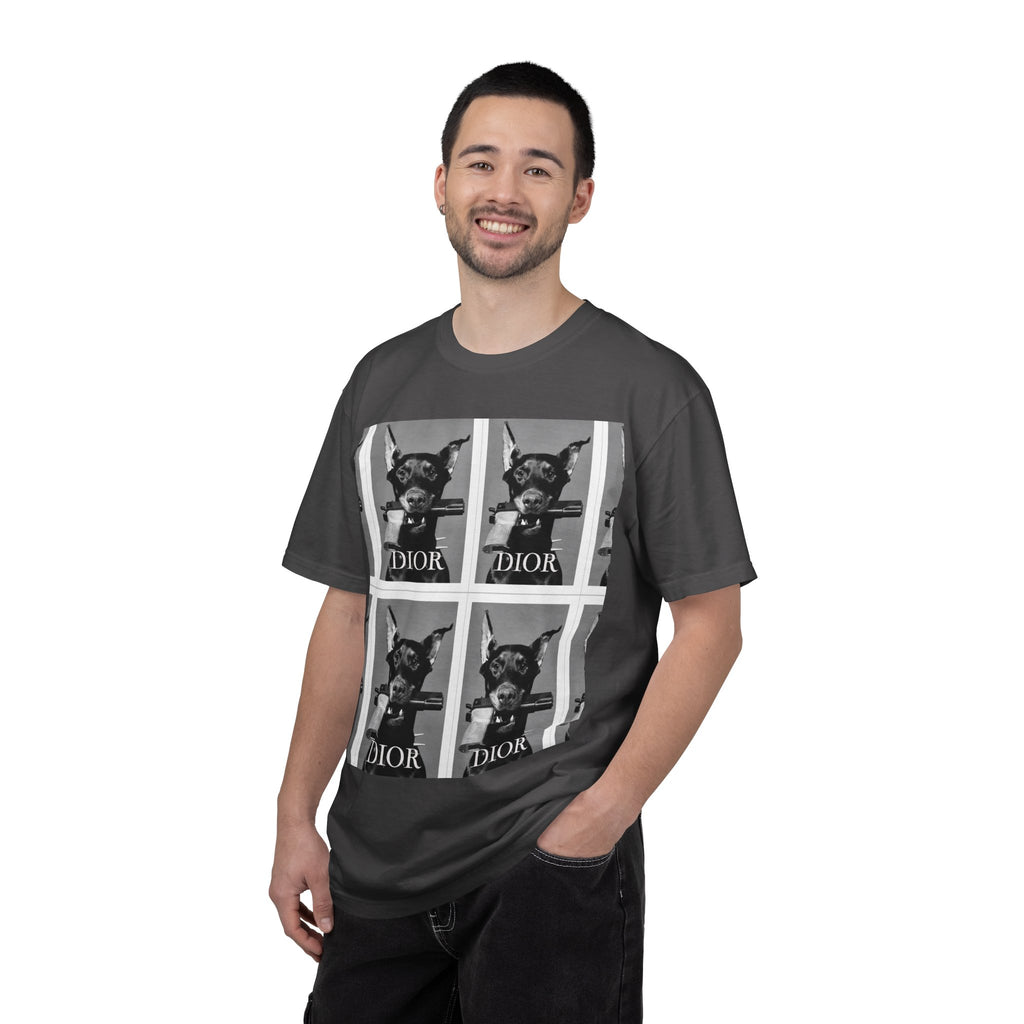 Graphic T-Shirt — Vintage Pop Art Dog Grid (DIOR Style)