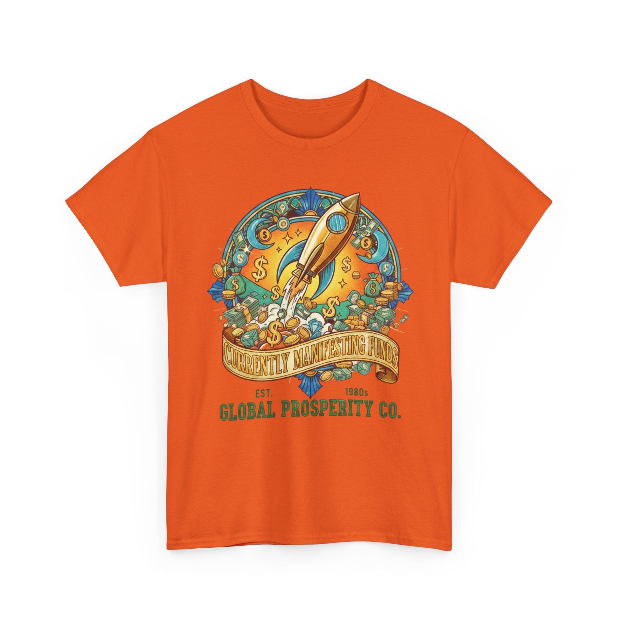 Prosperity Rocket T-Shirt - "Currently Manifesting Funds" — Global Prosperity Co. Vintage Space Graphic Tee