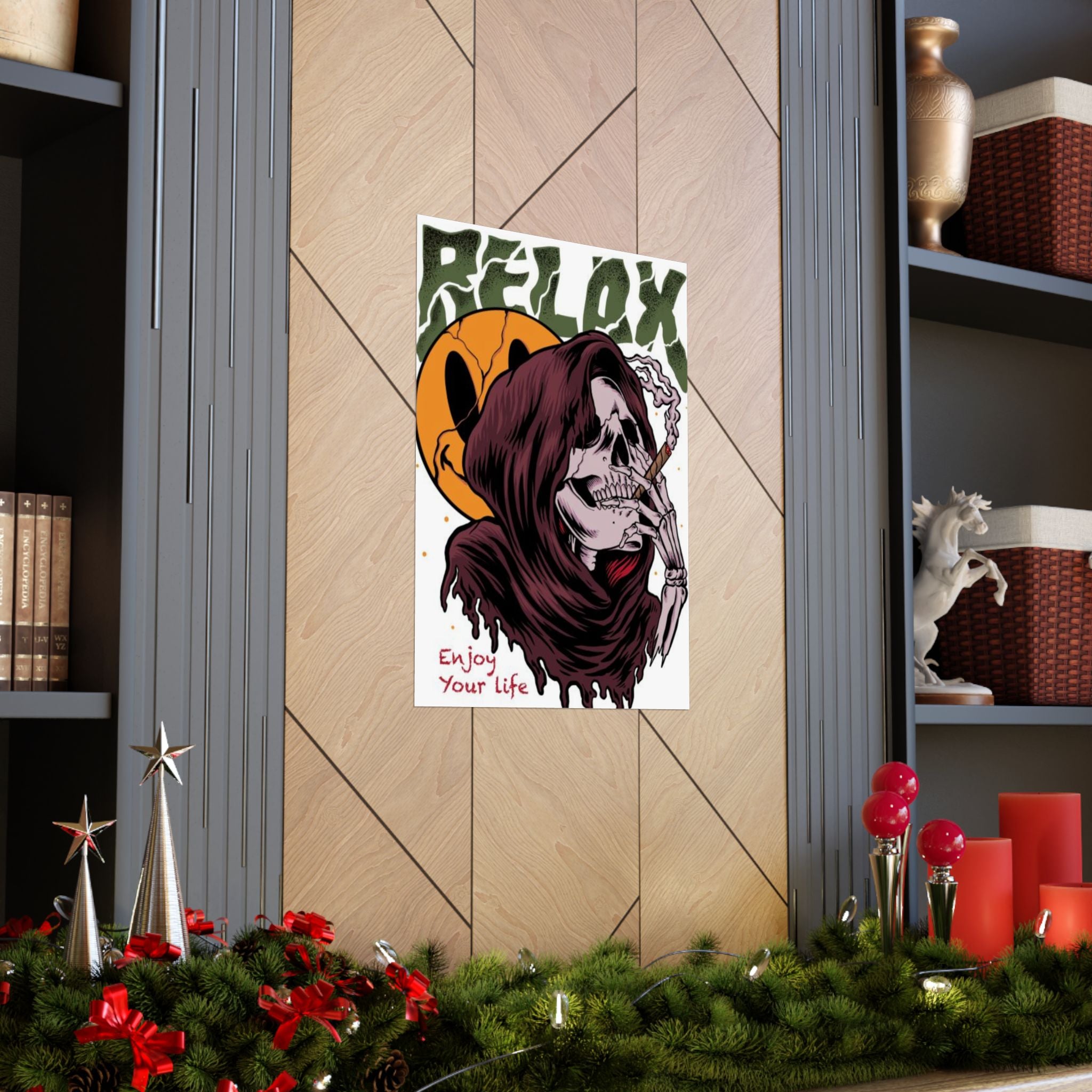 Relax Skull Poster — "Enjoy Your Life" Matte Vertical Art Print