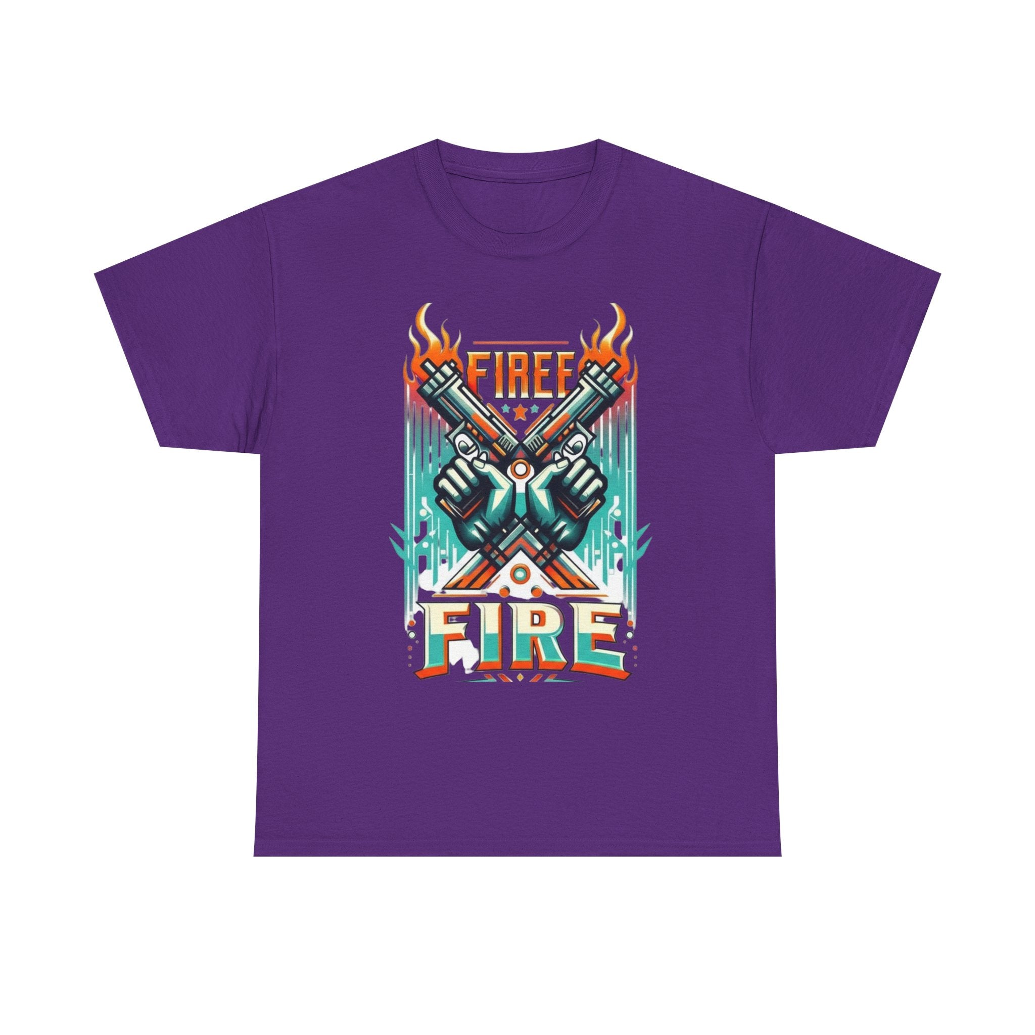 Fire Fire Graphic Tee — Retro Dual Pistols Illustration