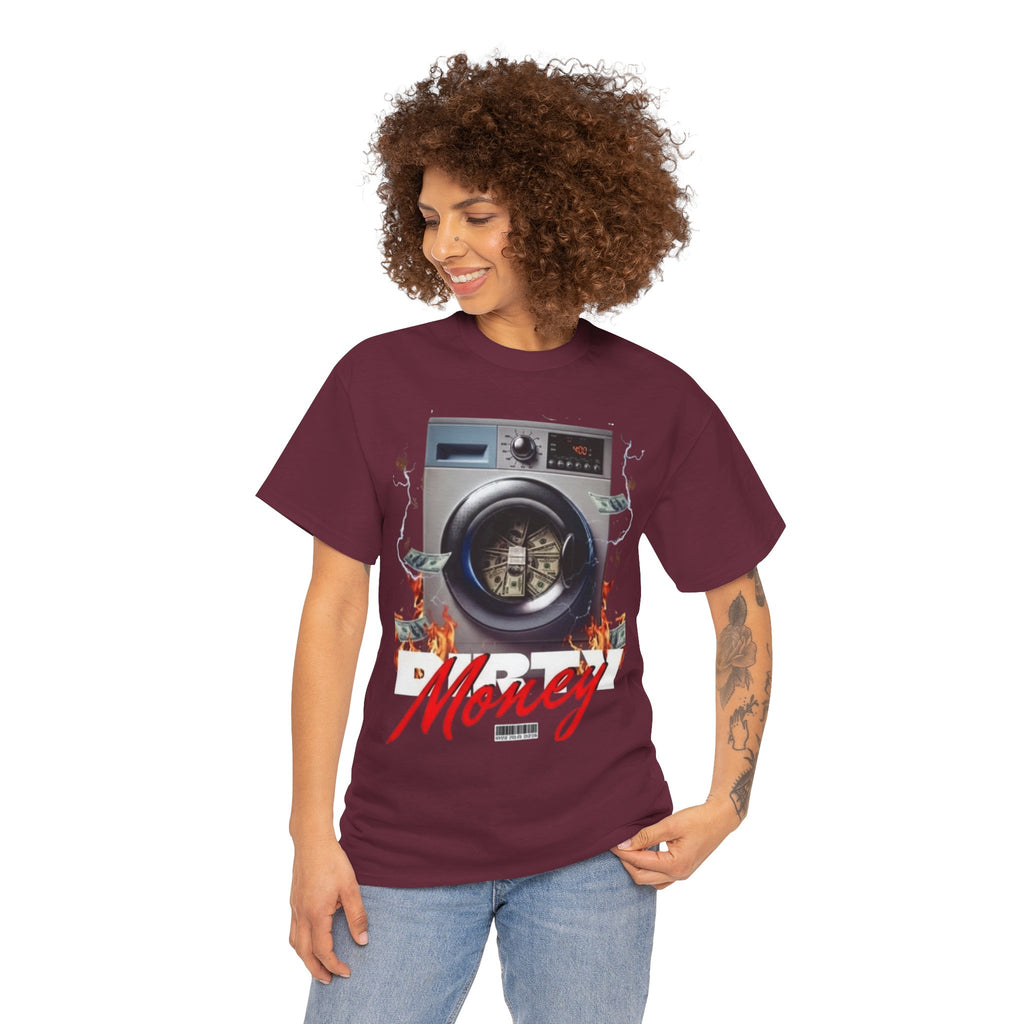 Money Laundry Graphic Tee — Urban Streetwear Shirt with Washing Machine Cash Design