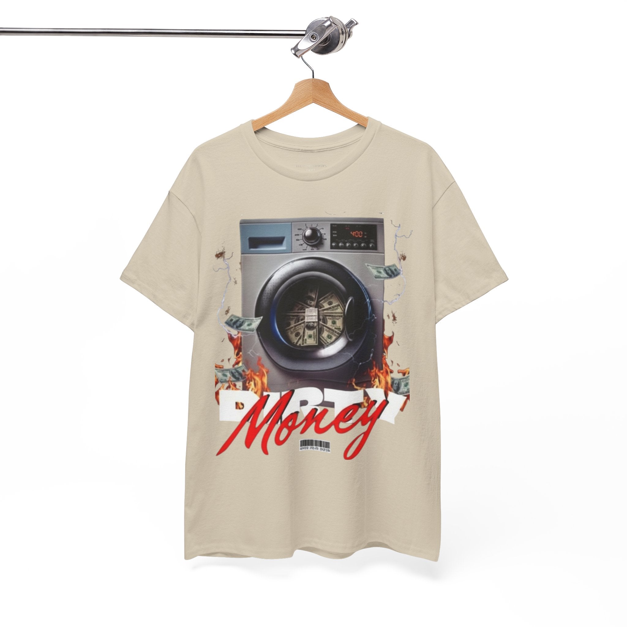 Money Laundry Graphic Tee — Urban Streetwear Shirt with Washing Machine Cash Design
