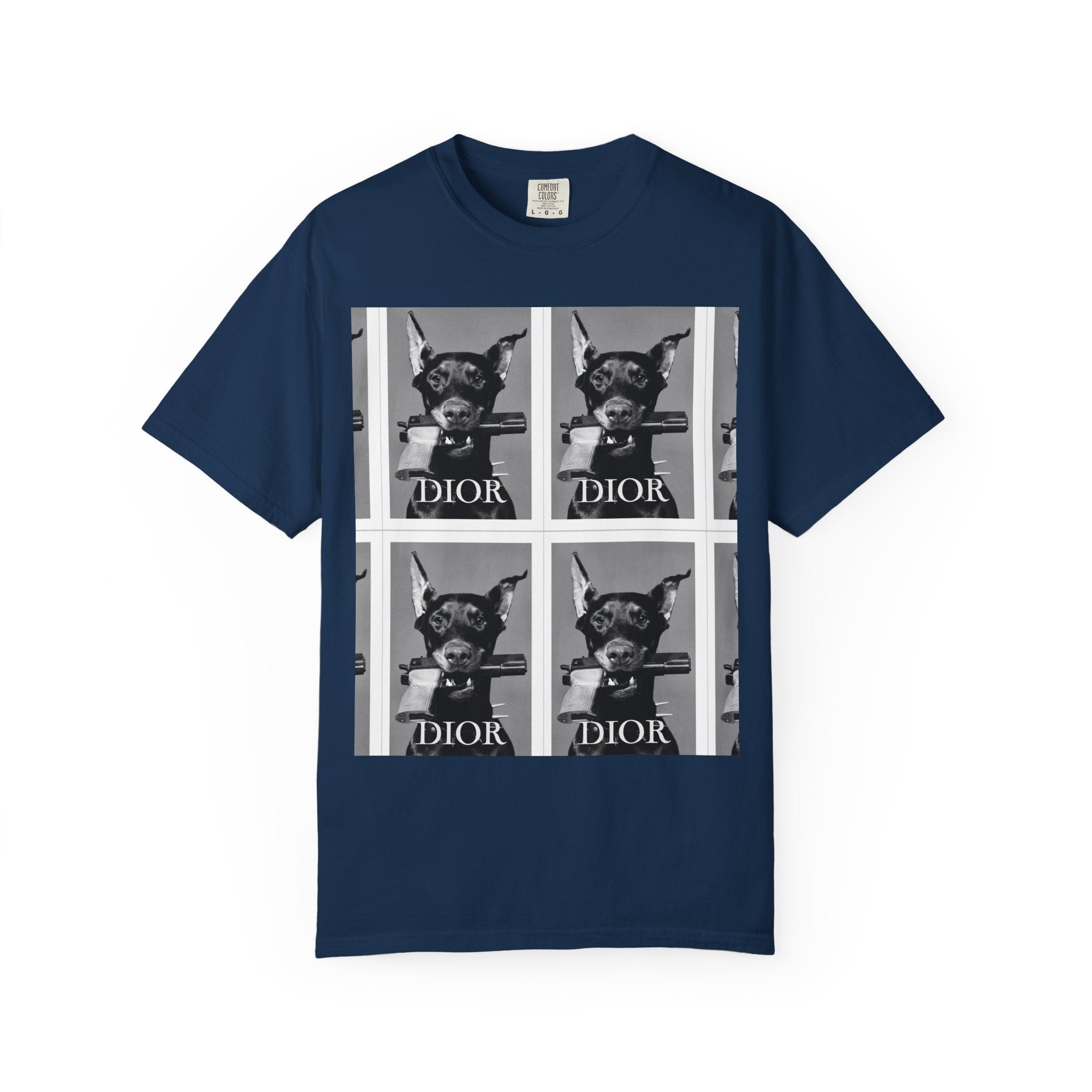 Graphic T-Shirt — Vintage Pop Art Dog Grid (DIOR Style)