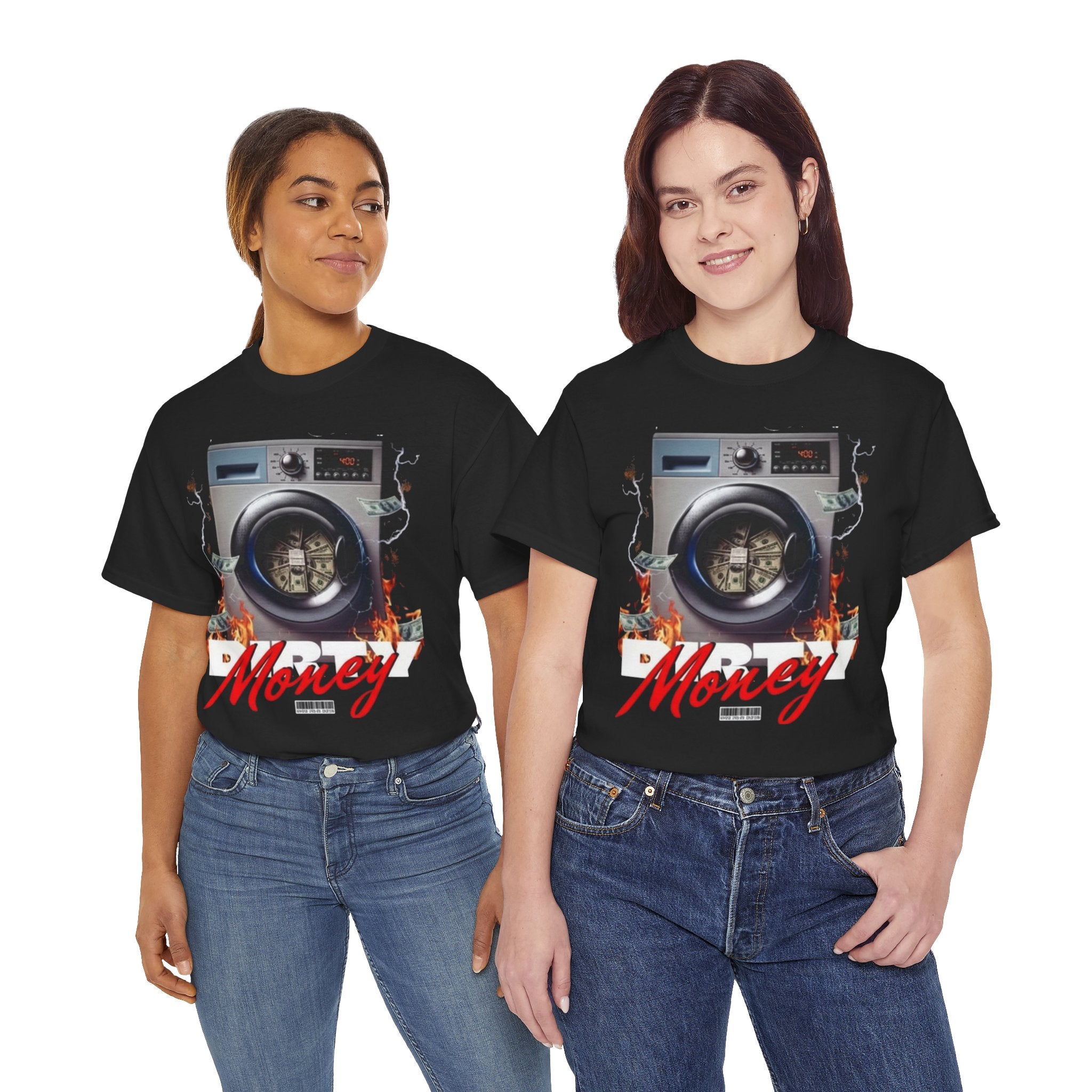 Money Laundry Graphic Tee — Urban Streetwear Shirt with Washing Machine Cash Design