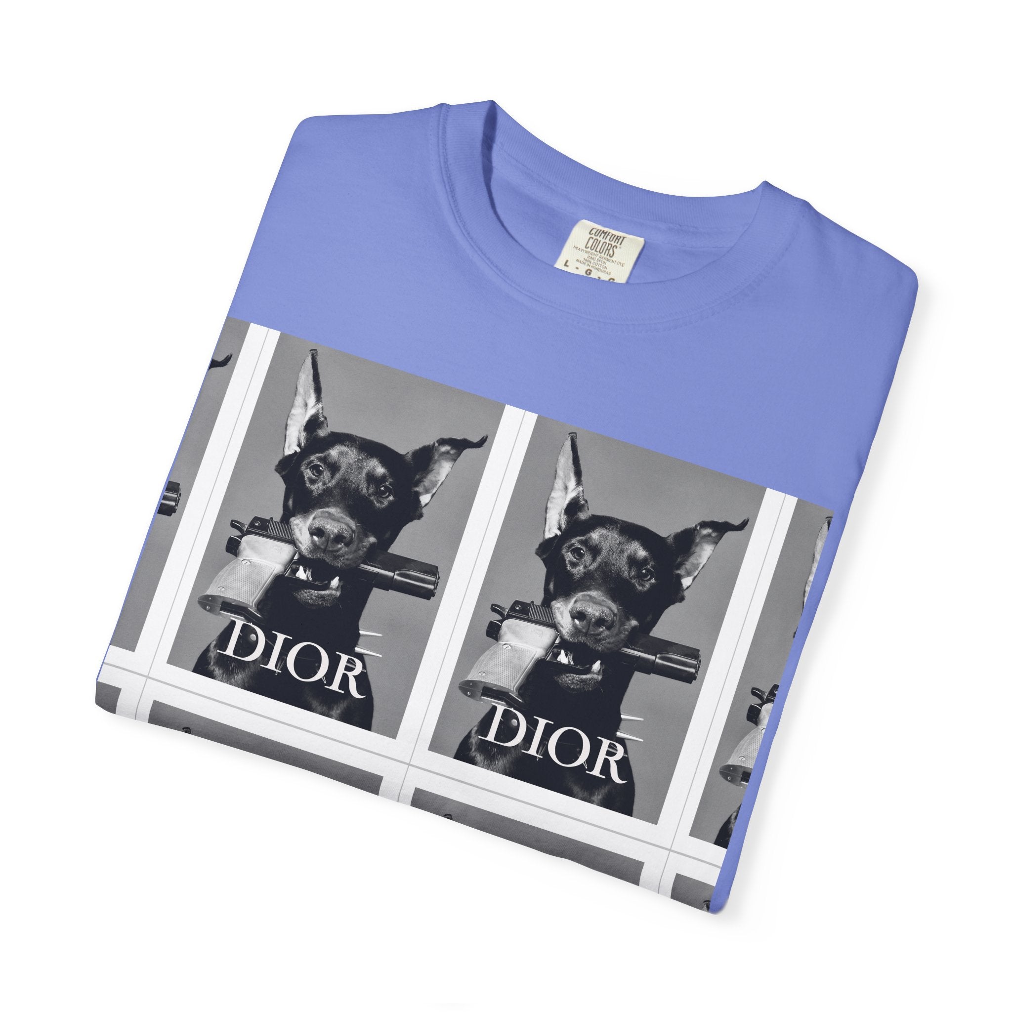 Graphic T-Shirt — Vintage Pop Art Dog Grid (DIOR Style)