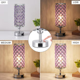 Stunning Purple Crystal Table Lamp with USB Charging - 3-Way Dimmable Touch Control for Stylish Home Decor