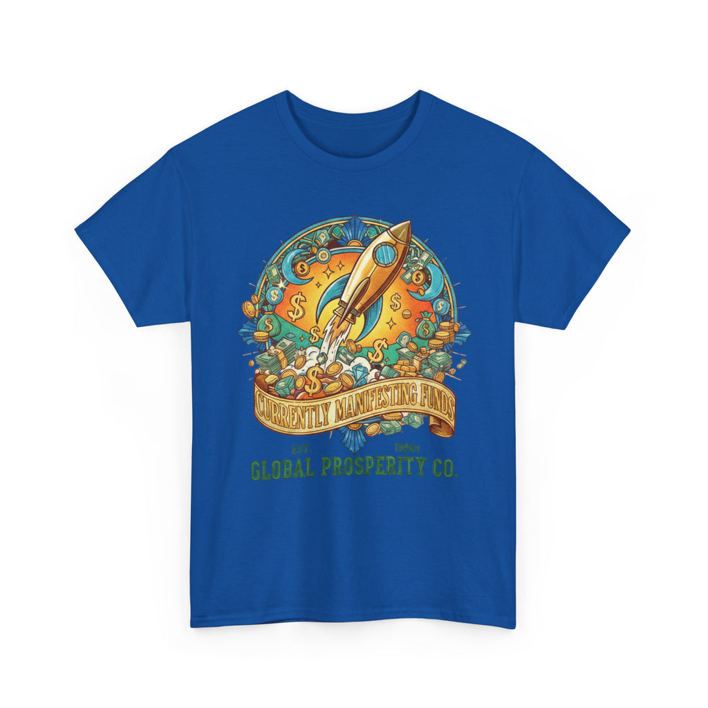 Prosperity Rocket T-Shirt - "Currently Manifesting Funds" — Global Prosperity Co. Vintage Space Graphic Tee