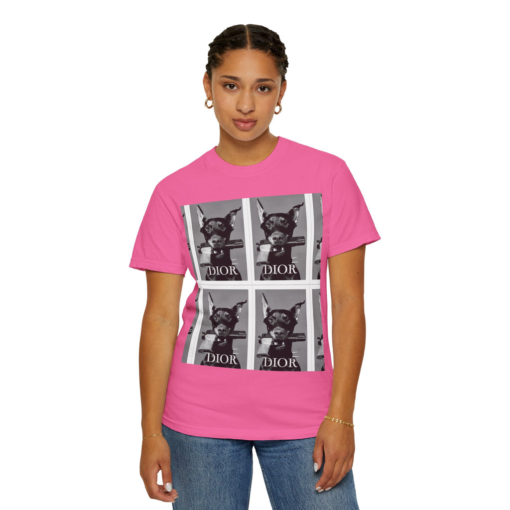 Graphic T-Shirt — Vintage Pop Art Dog Grid (DIOR Style)
