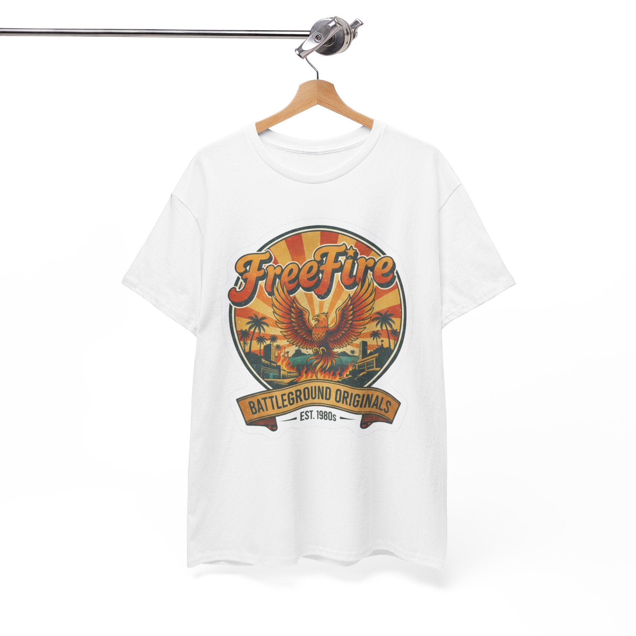 Free Fire Firebird Graphic Tee — "Free Fire" Retro Phoenix Vintage Logo Shirt. Gaming Tee