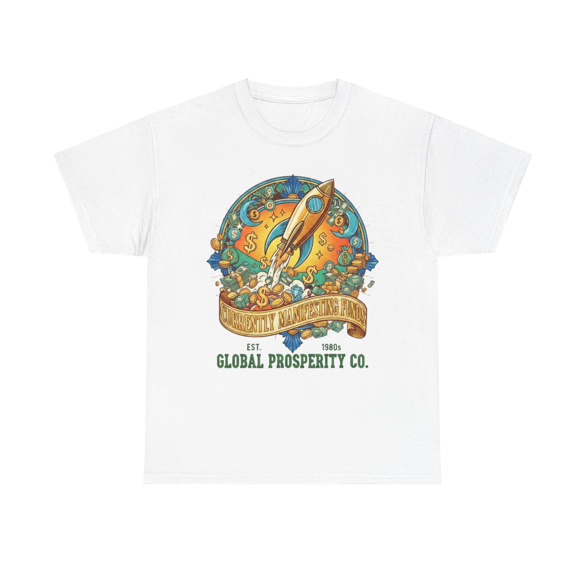 Prosperity Rocket T-Shirt - "Currently Manifesting Funds" — Global Prosperity Co. Vintage Space Graphic Tee