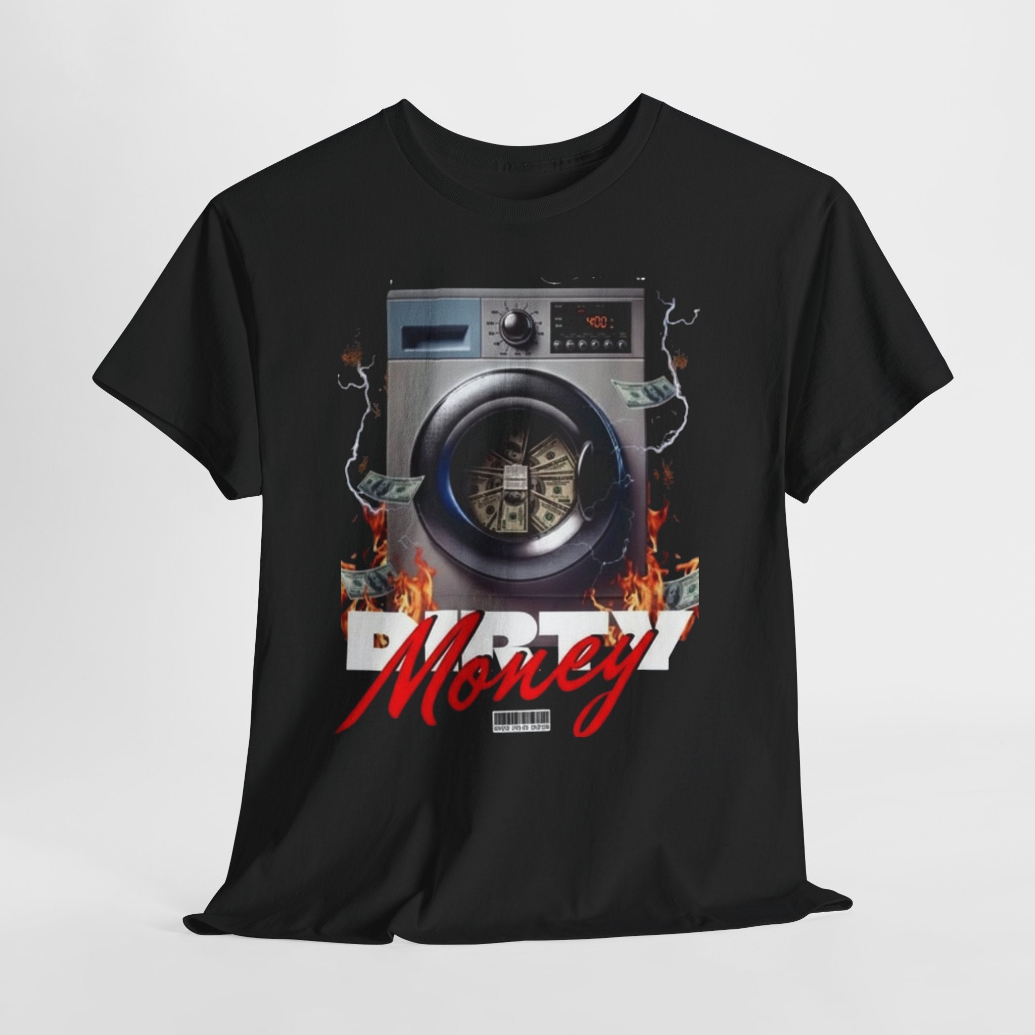 Money Laundry Graphic Tee — Urban Streetwear Shirt with Washing Machine Cash Design