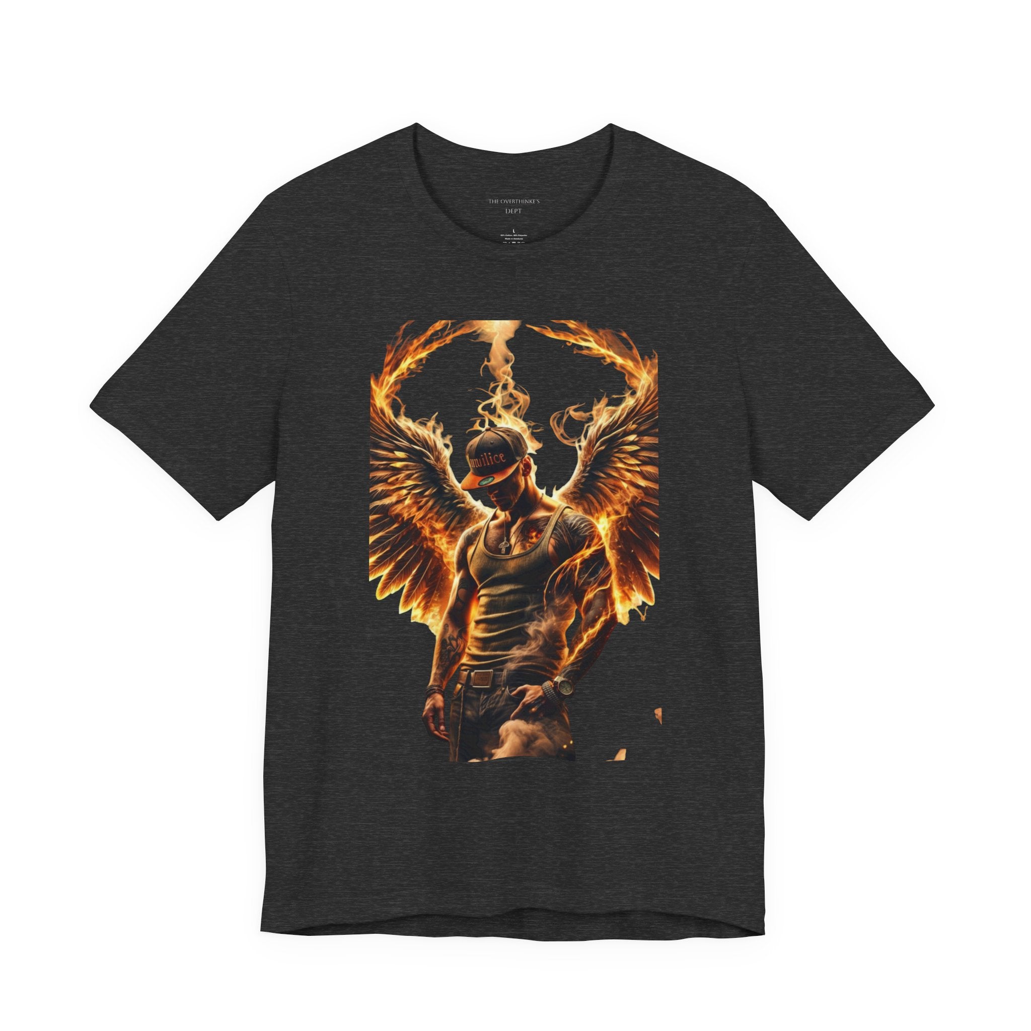 Fiery Angel Graphic Tee — Flaming Winged Warrior T-Shirt