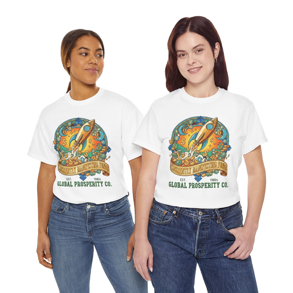 Prosperity Rocket T-Shirt - "Currently Manifesting Funds" — Global Prosperity Co. Vintage Space Graphic Tee
