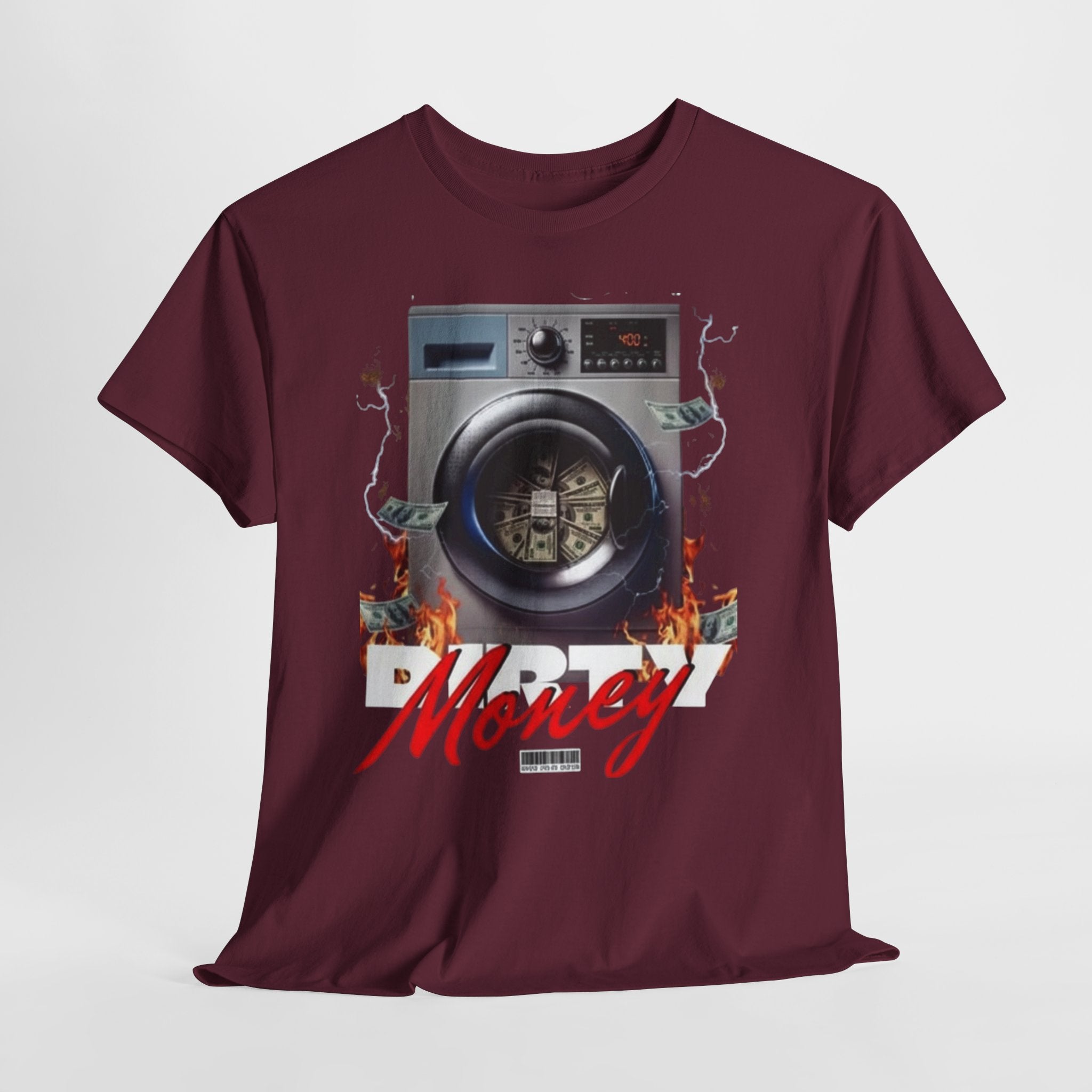 Money Laundry Graphic Tee — Urban Streetwear Shirt with Washing Machine Cash Design