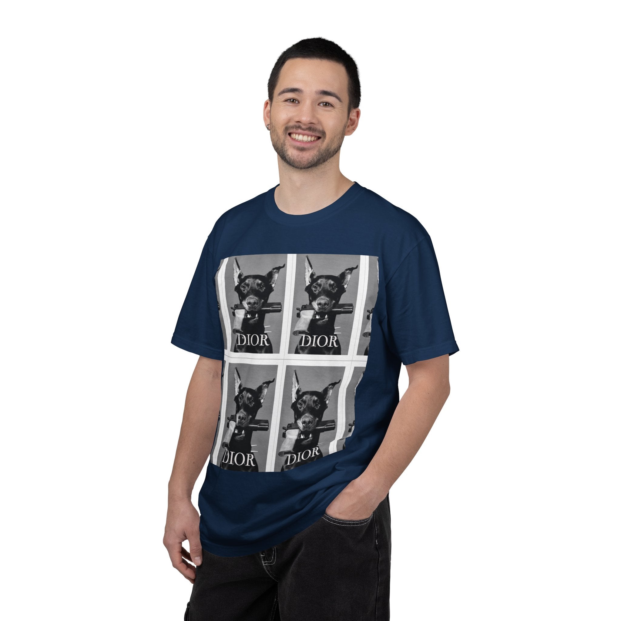 Graphic T-Shirt — Vintage Pop Art Dog Grid (DIOR Style)