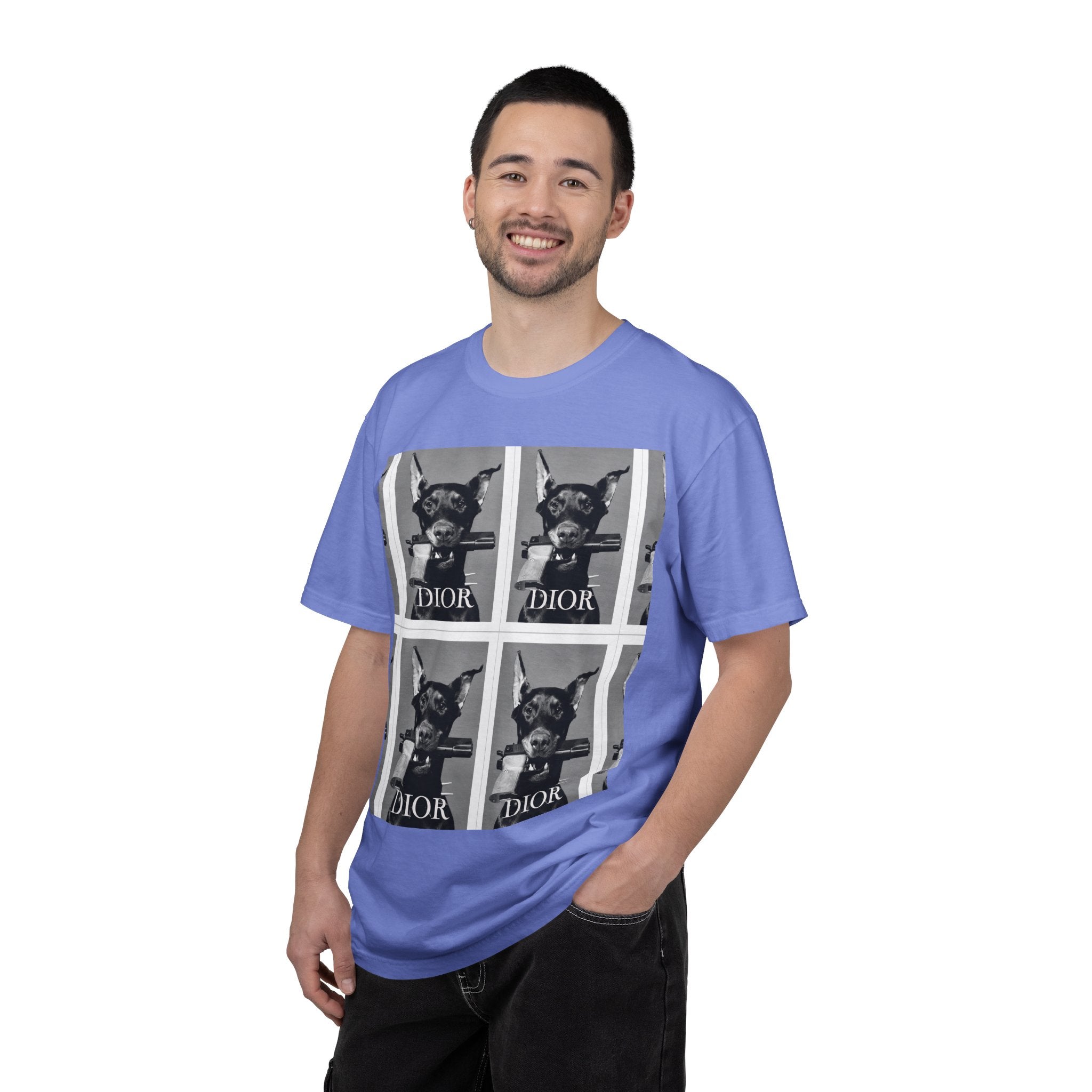 Graphic T-Shirt — Vintage Pop Art Dog Grid (DIOR Style)
