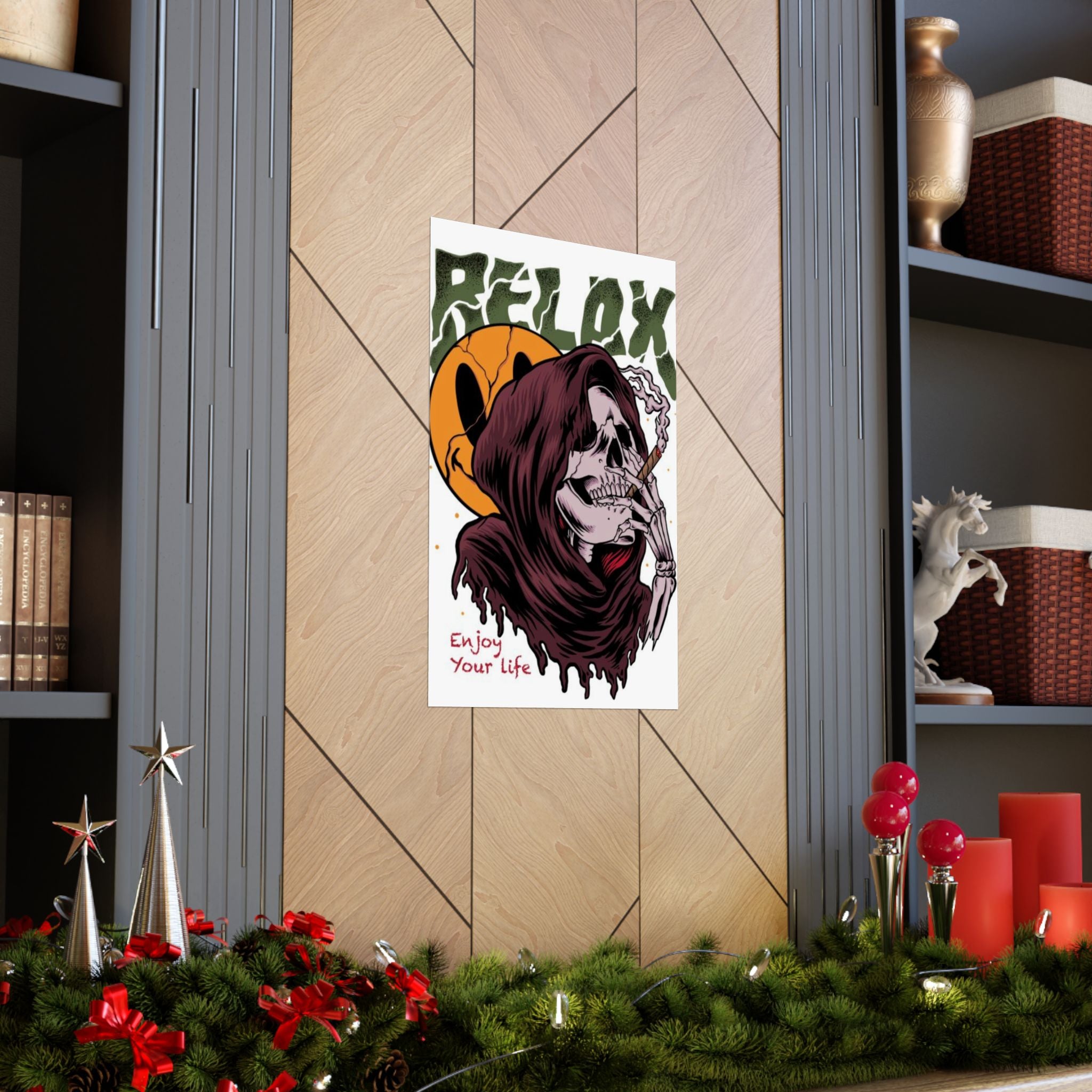 Relax Skull Poster — "Enjoy Your Life" Matte Vertical Art Print
