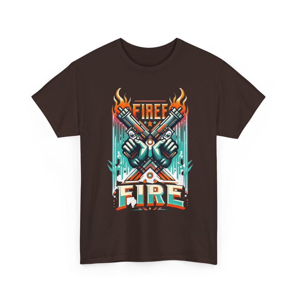 Fire Fire Graphic Tee — Retro Dual Pistols Illustration