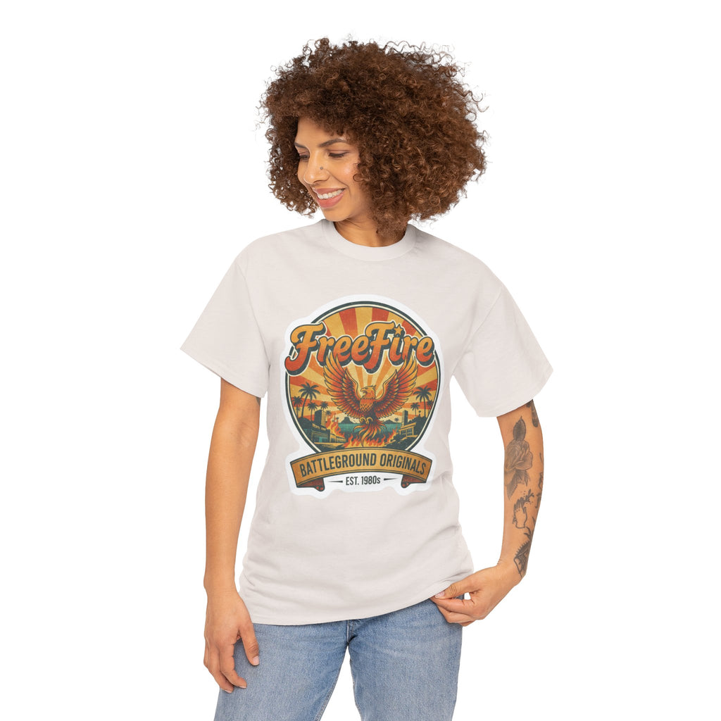 Free Fire Firebird Graphic Tee — "Free Fire" Retro Phoenix Vintage Logo Shirt. Gaming Tee