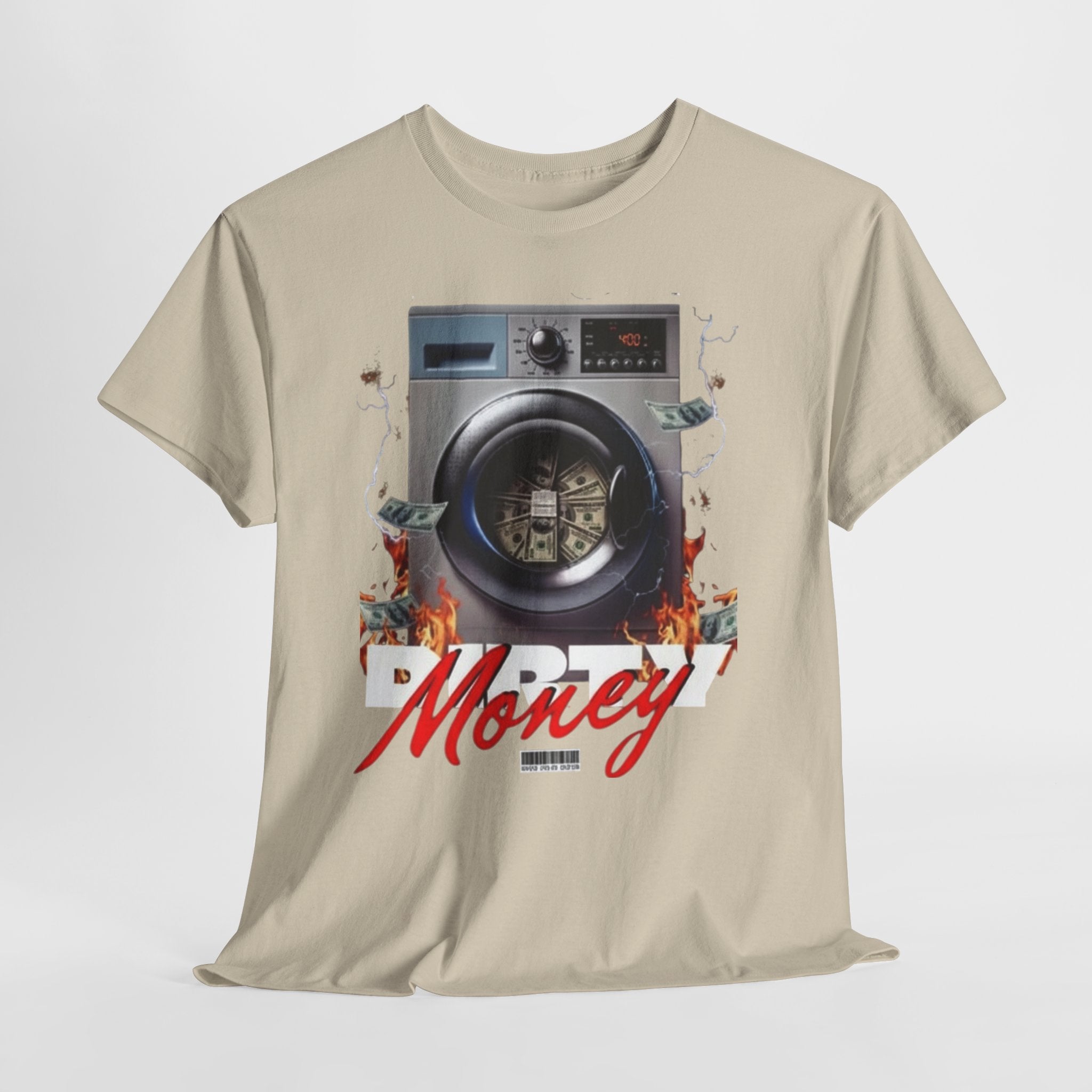 Money Laundry Graphic Tee — Urban Streetwear Shirt with Washing Machine Cash Design